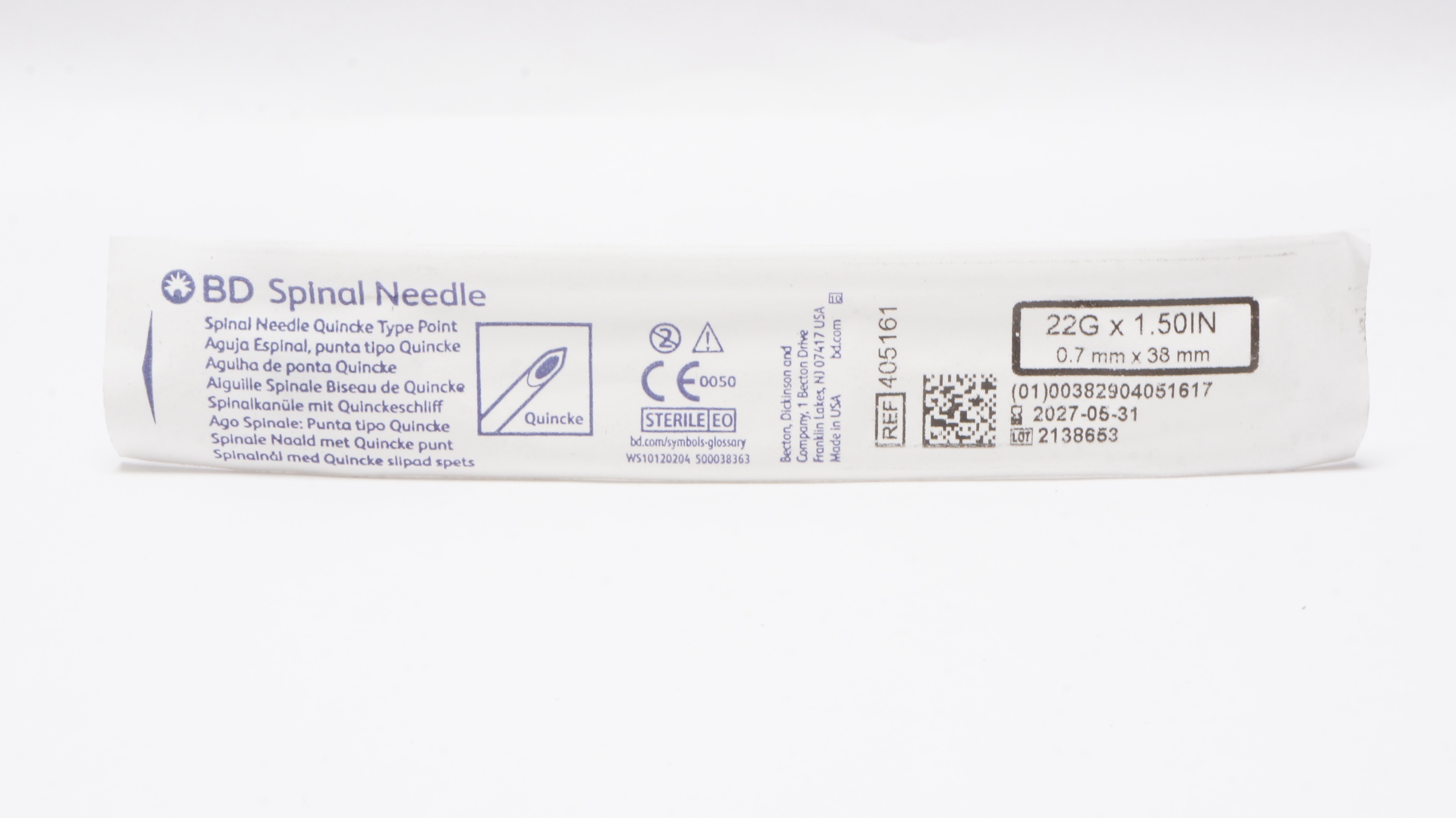 いそべ BD 405161 Spinal Ndle Quincke Type Point 22GA x 1.50inch