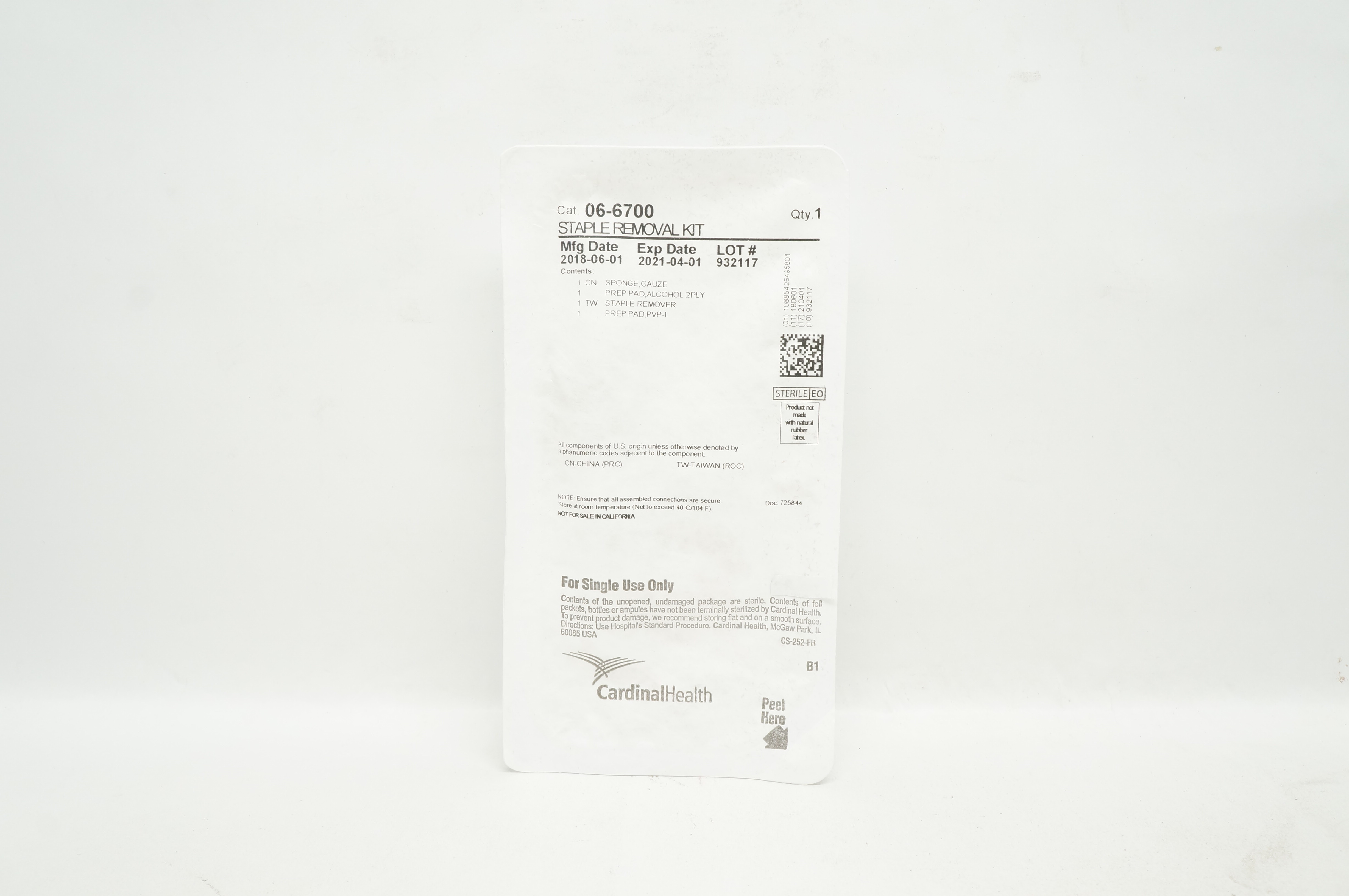 Cardinal Health 06-6700 Sterile Staple Removal Kit (x)