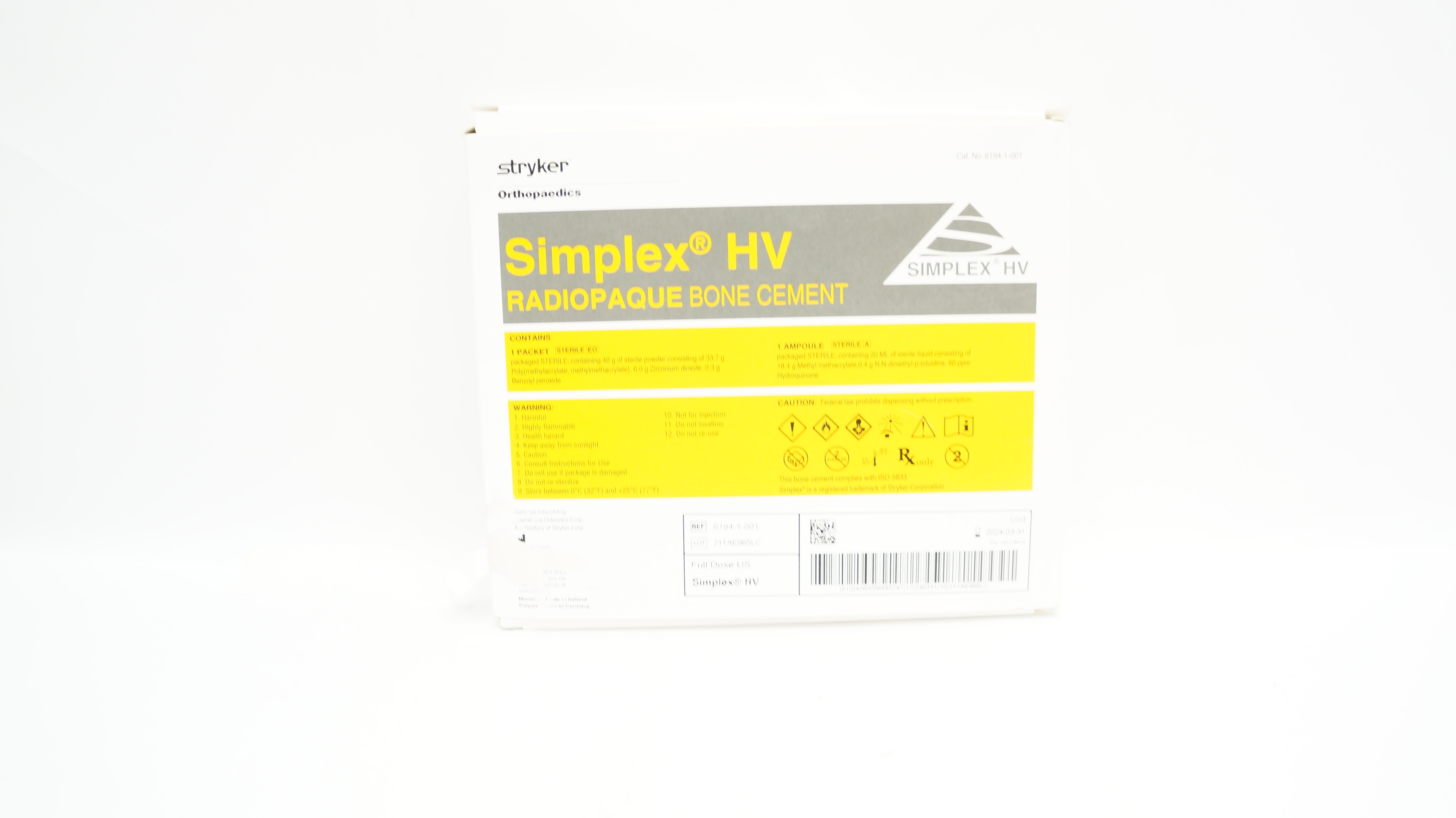 Stryker 6194-1-001 Simplex HV Radiopaque Bone Cement