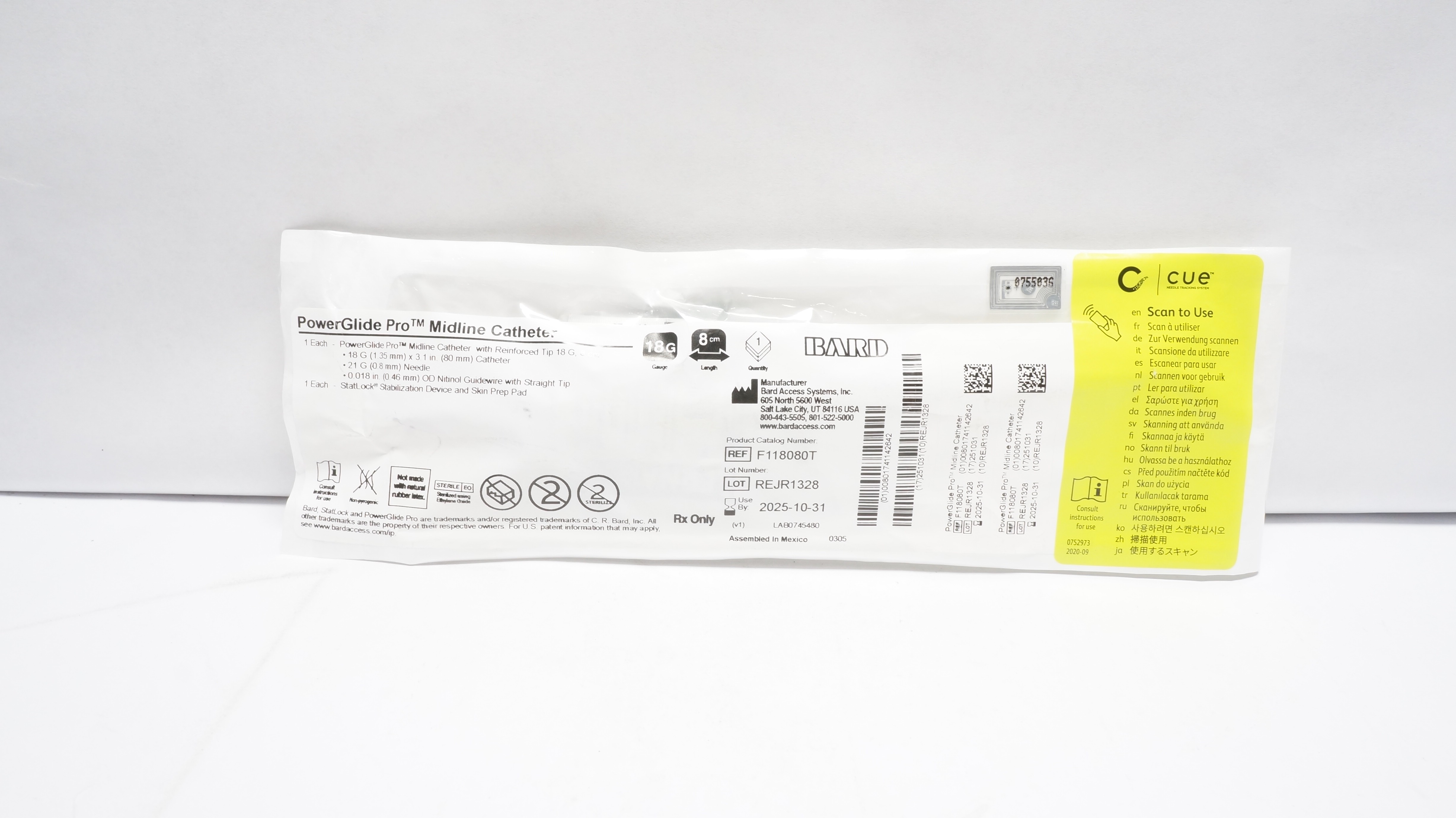 Bard F118080T PowerGlide Pro Midline Cath. 18G x 8cm