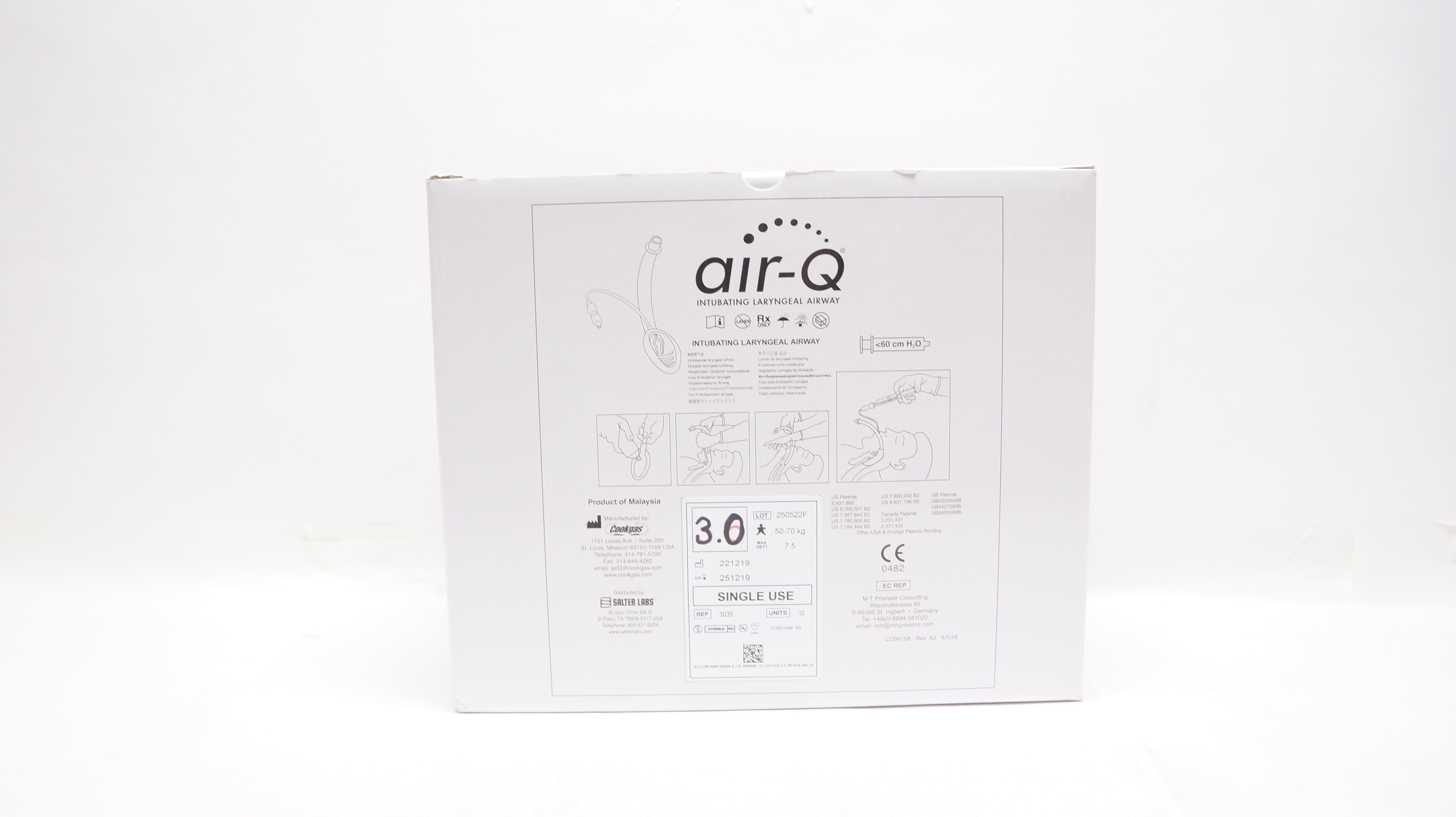 Cookgas 3035 Air-Q Intubating Laryngeal Airway 3.5 50-70kg - Box of 10