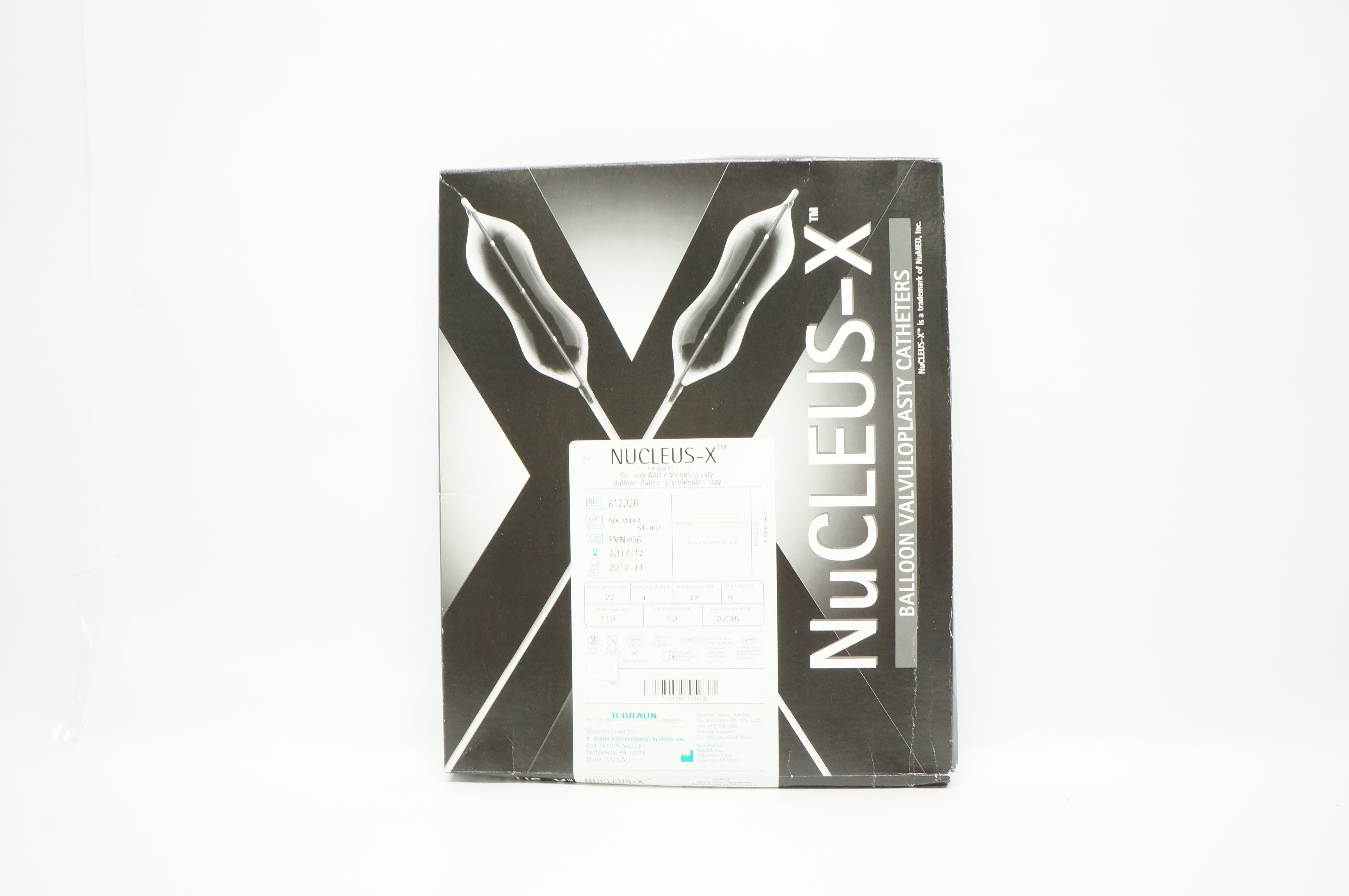 B. Braun 612026 Nucleus-X Balloon Aortic Valvuloplasty 22mm x 4cm 12 Fr (x)