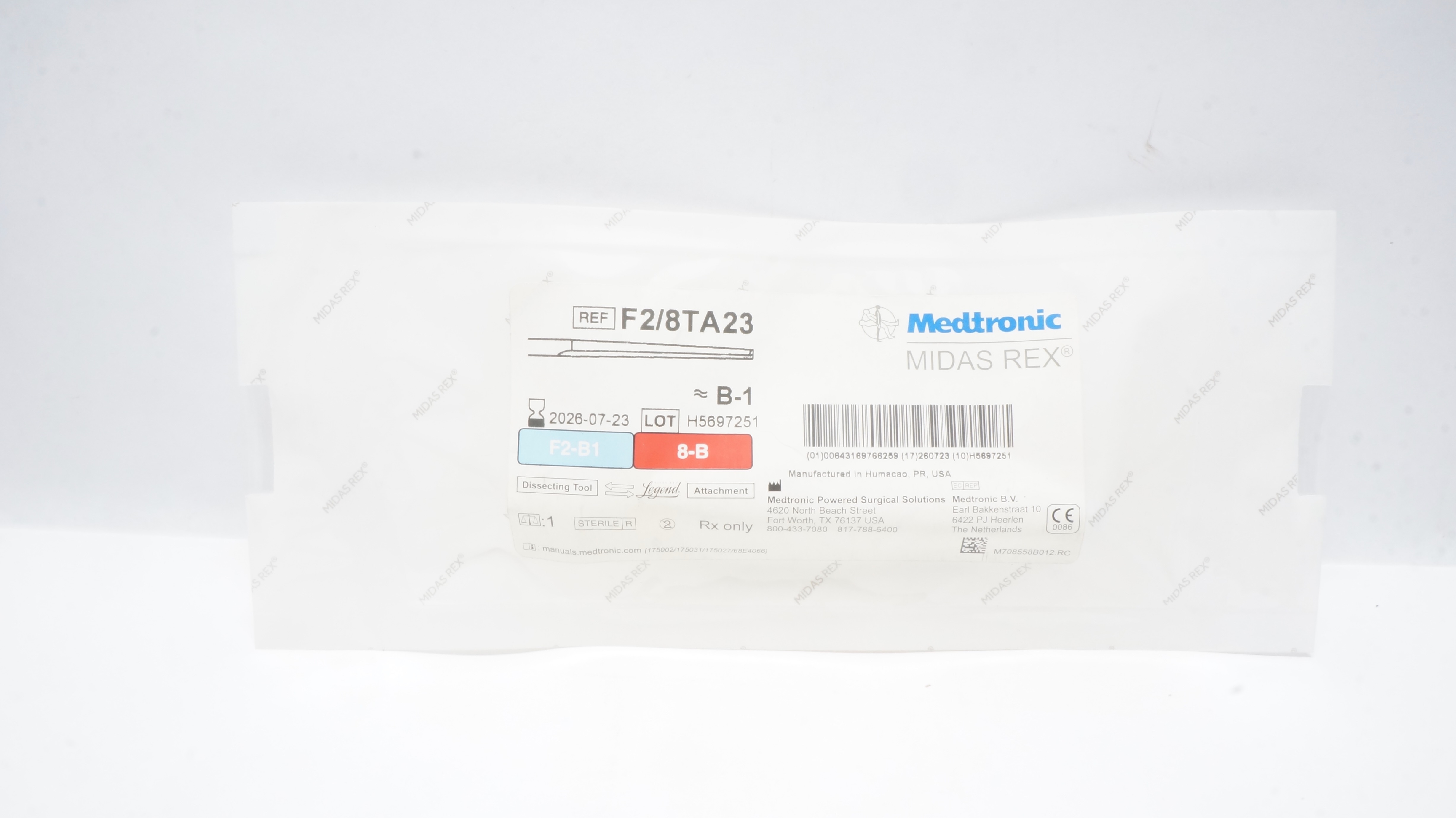 Medtronic F2/8TA23 Midas Rex B-1 Dissecting Tool F2-B1, 8-B
