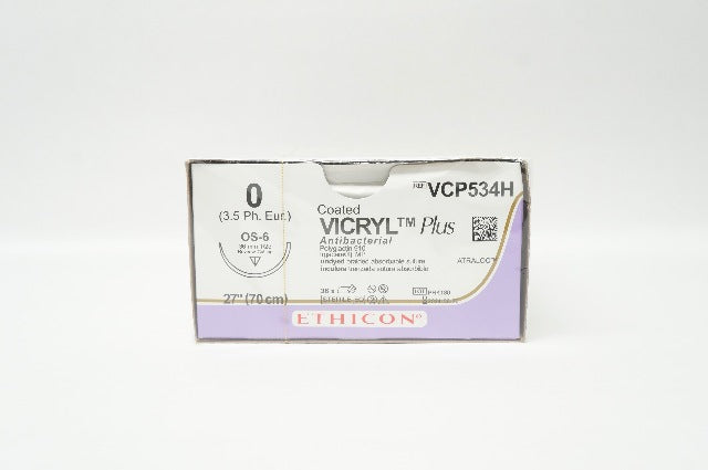 Ethicon VCP534H Vicryl OS-6 0 36mm 1/2c Antibacterial Polyglactin 27'- Box of 36