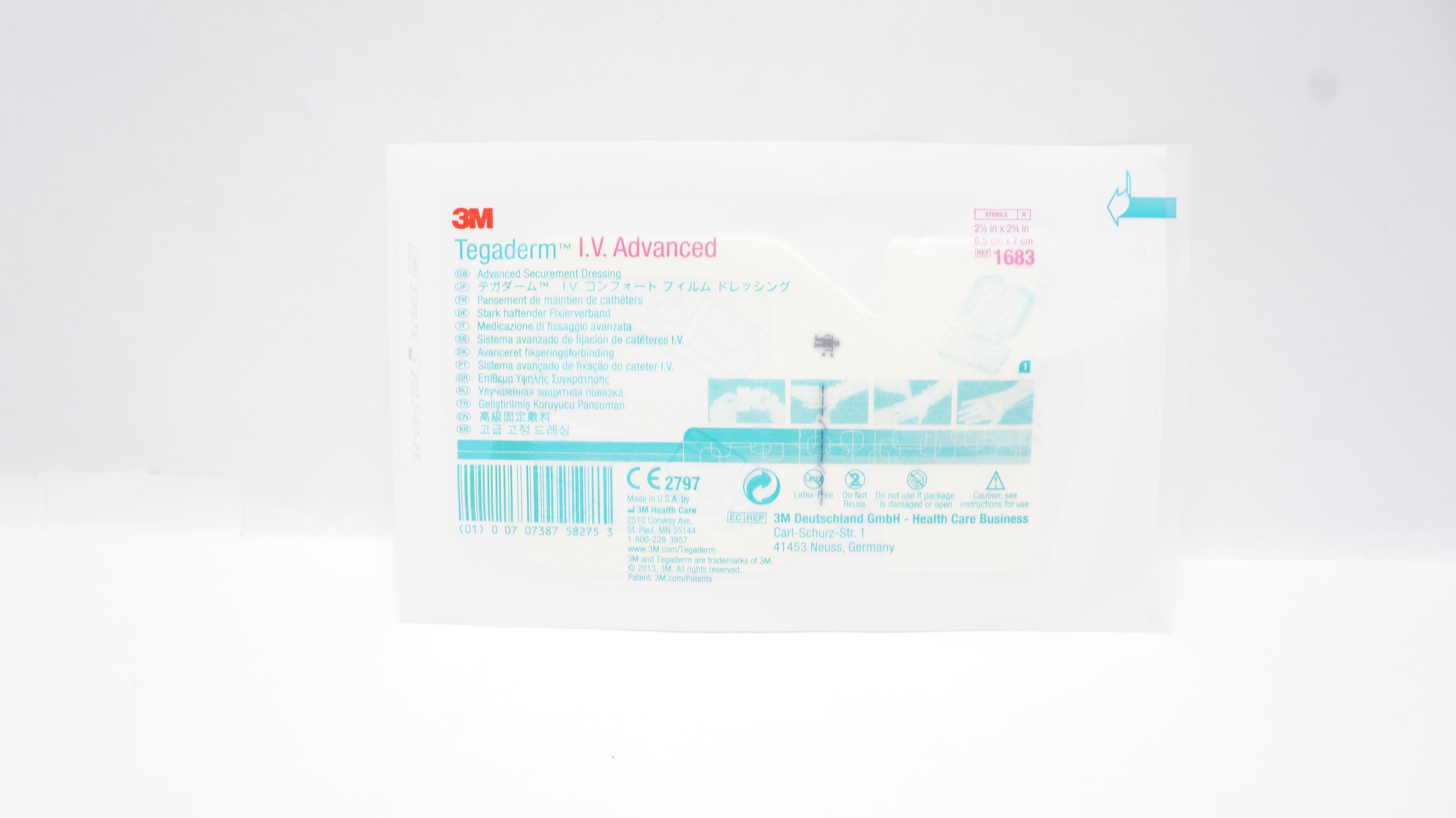 3M 1683 Tegaderm I.V. Advanced Securement Dressing 2-1/2inch x 2-3/4 ...
