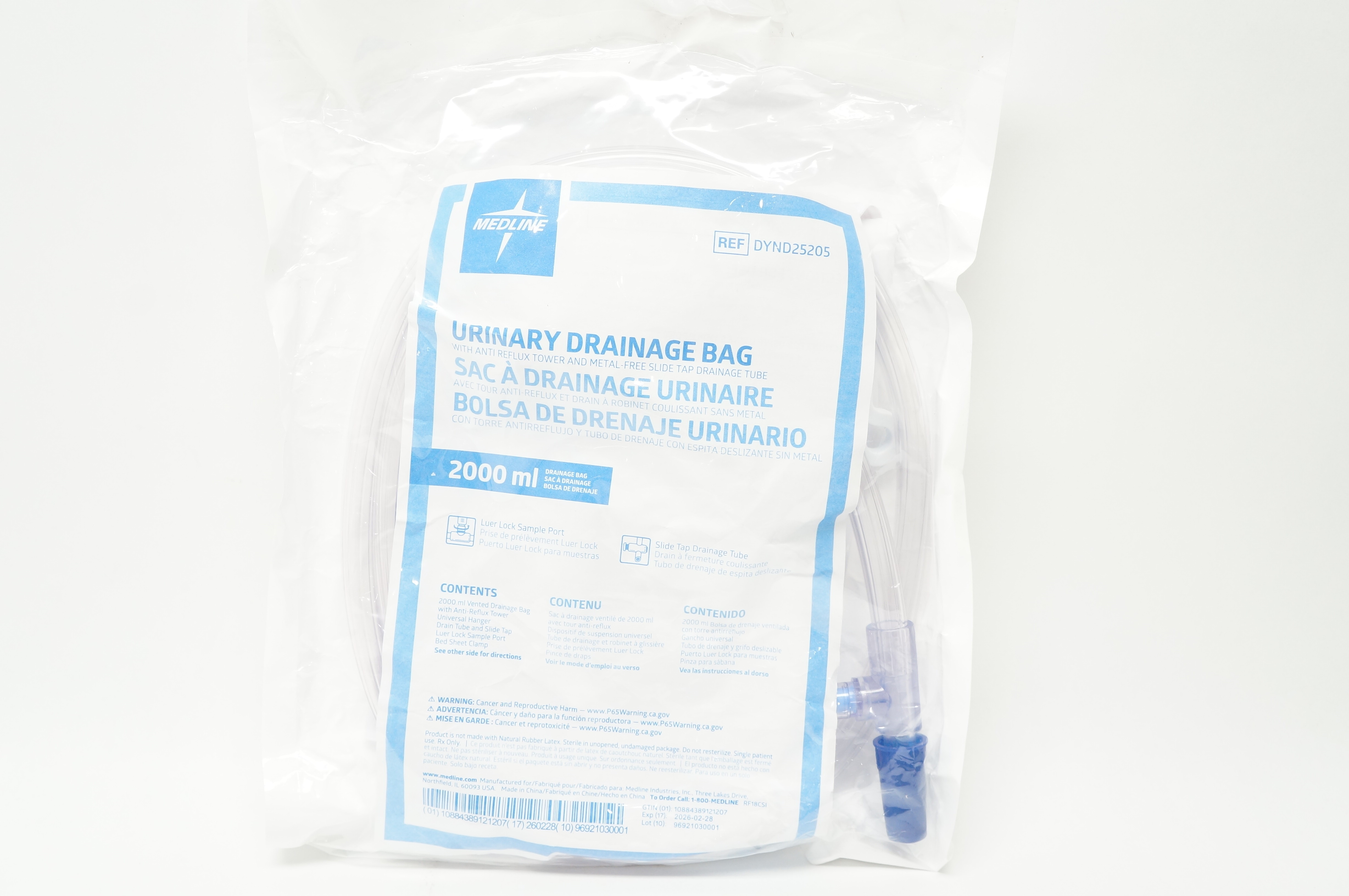 Medline DYND25205 Urinary Drainage Bag 2000mL