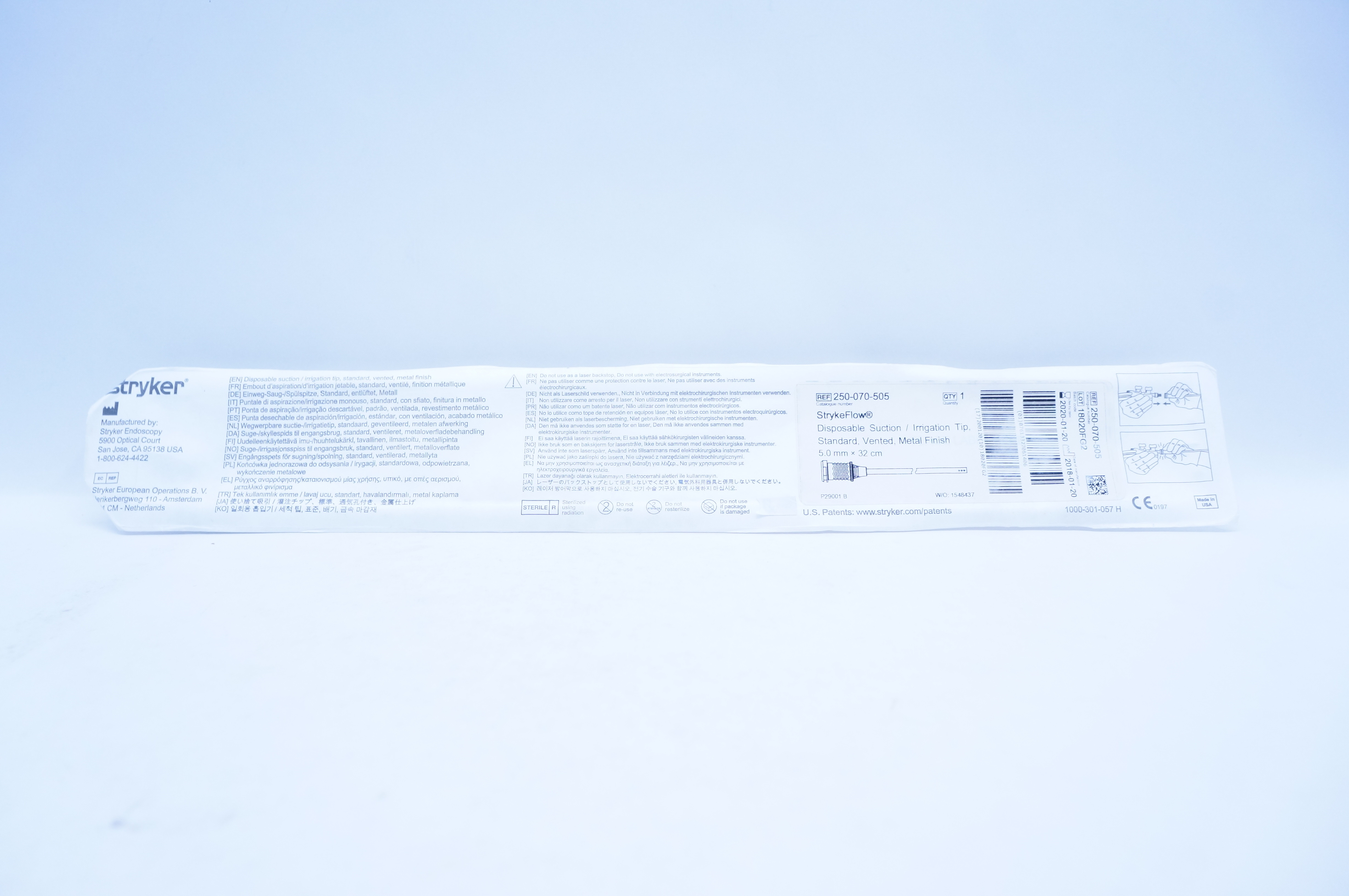 Stryker 250-070-505 StrykeFlow Disposable Suction/Irrigation Tip 5.0mm x 32cm(x)