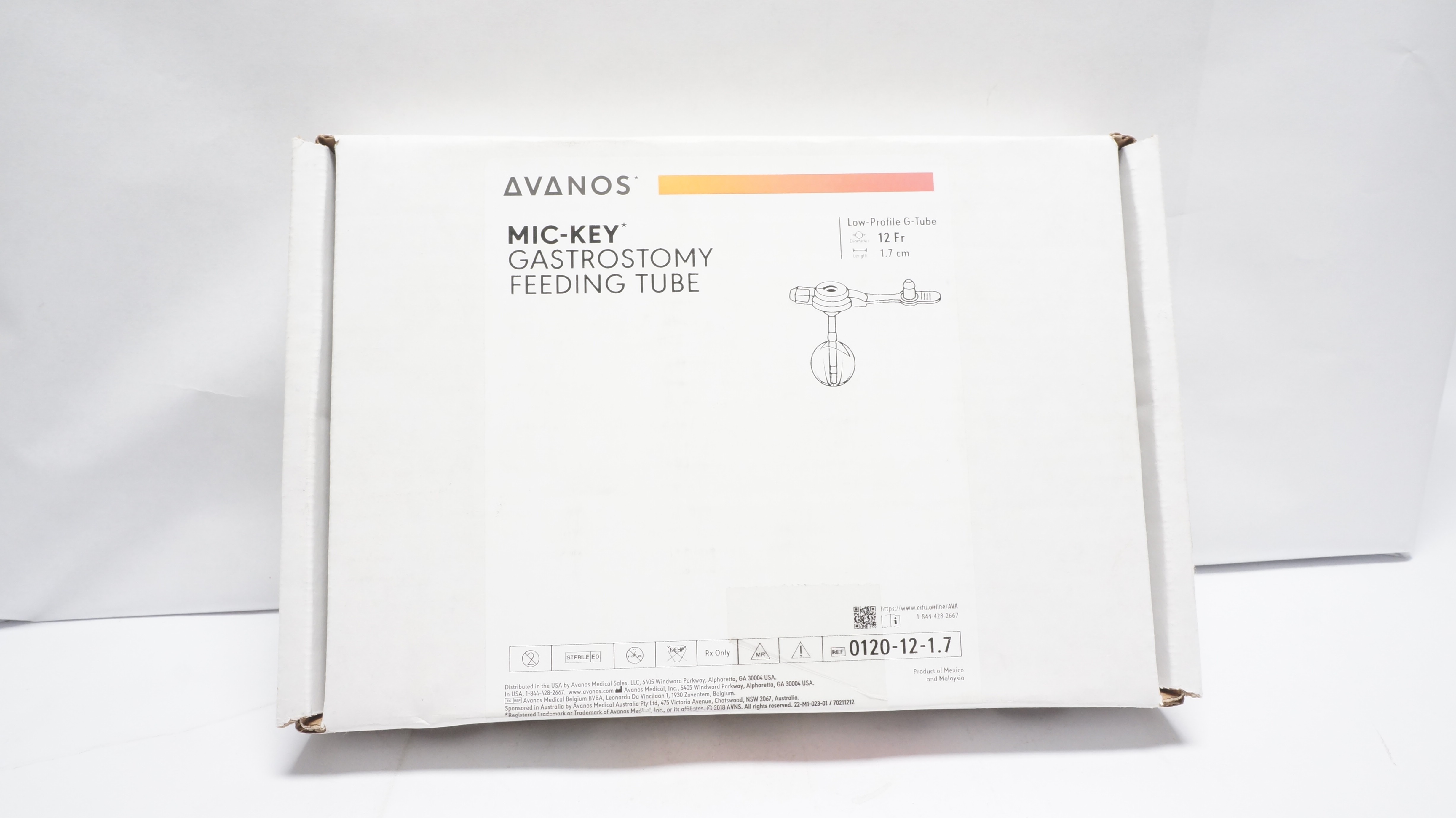 Avanos 0120-12-1.7 Mic-Key Gastrostomy Feeding Tube 12Fr x 1.7cm (x)