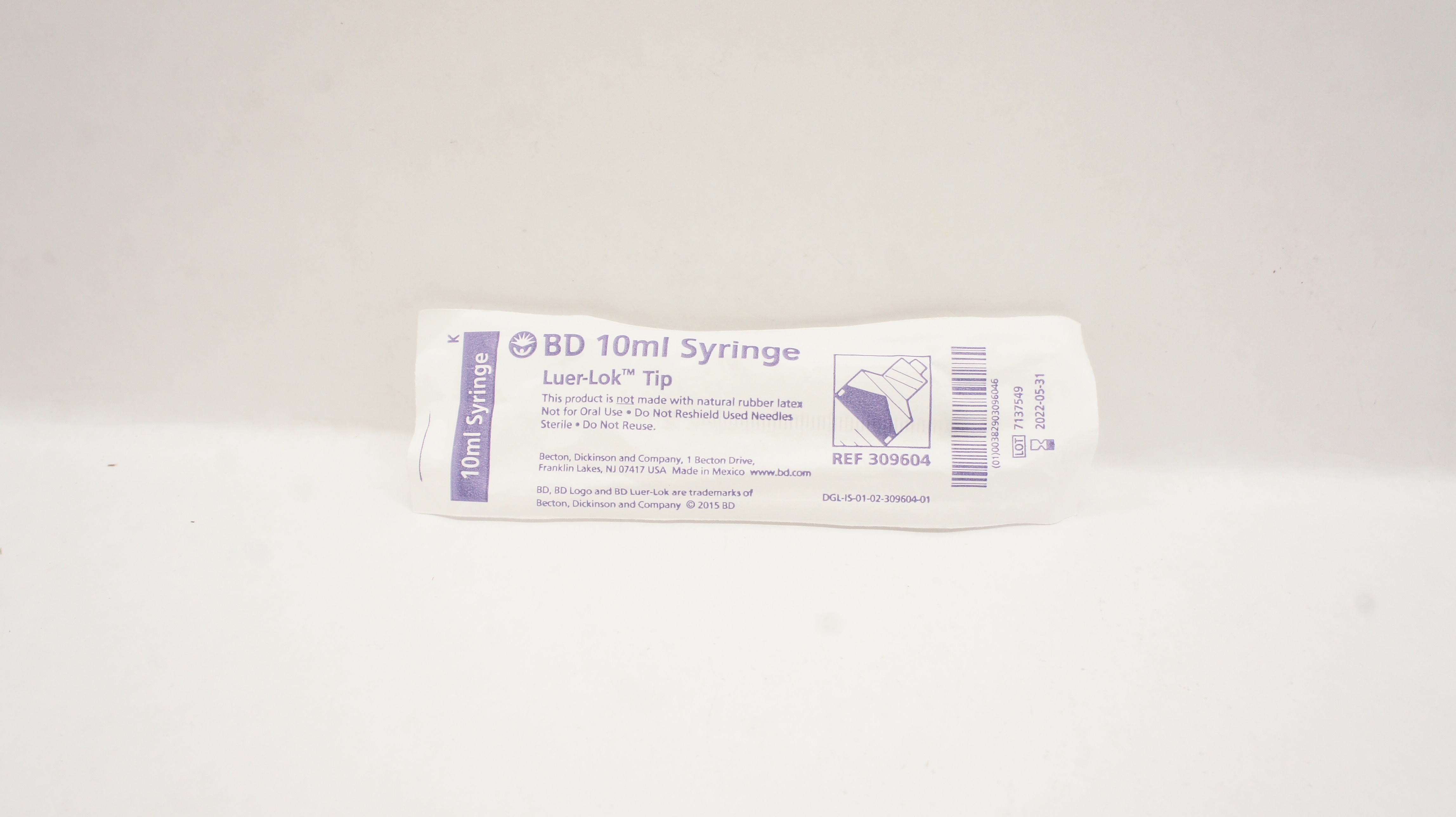 BD 309604 Luer-Lok Tip Syringe 10ml (x)