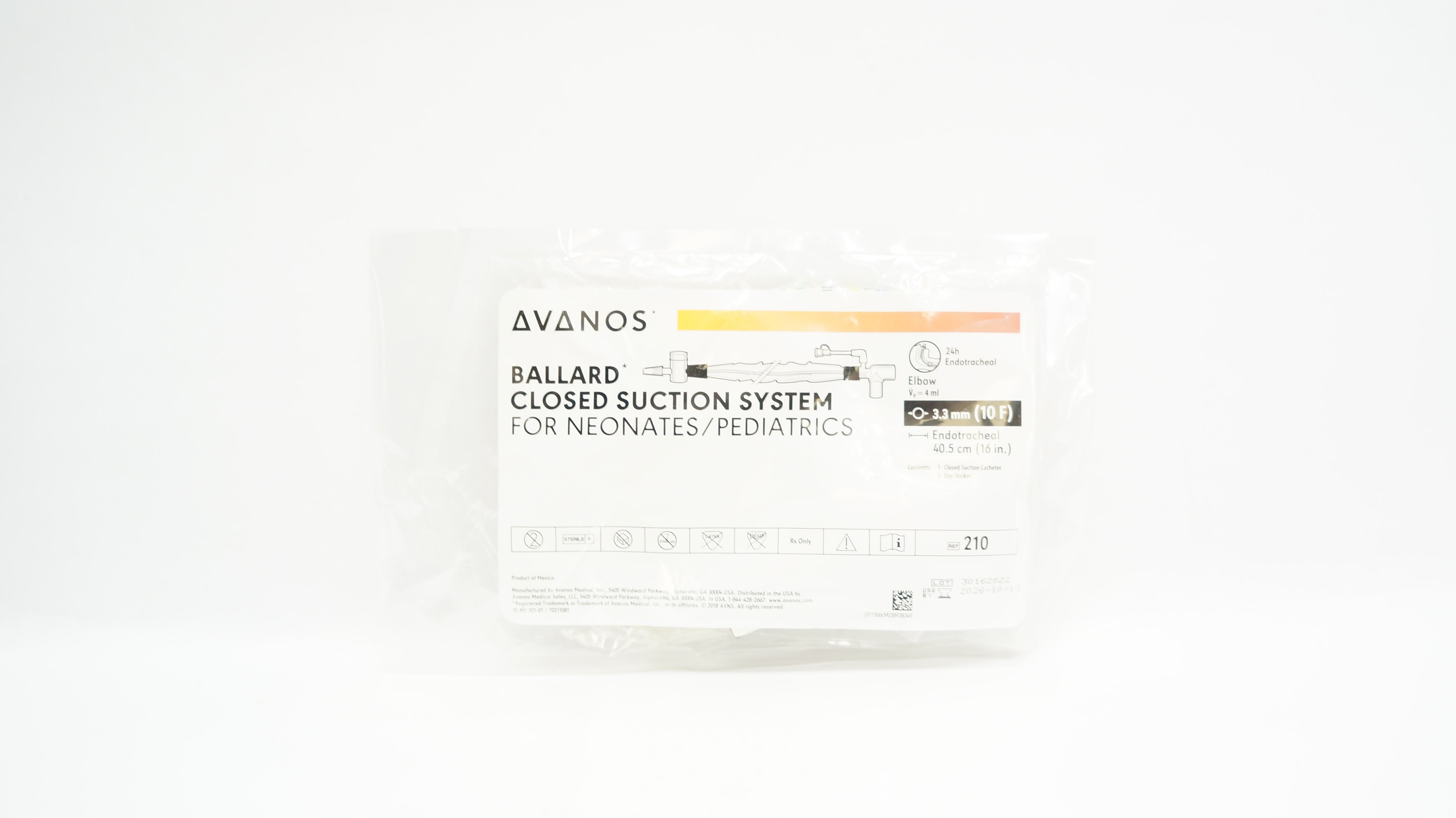 Avanos 210 Ballard Closed Suction System for Neonates/Pediatrics 10F x 16inch