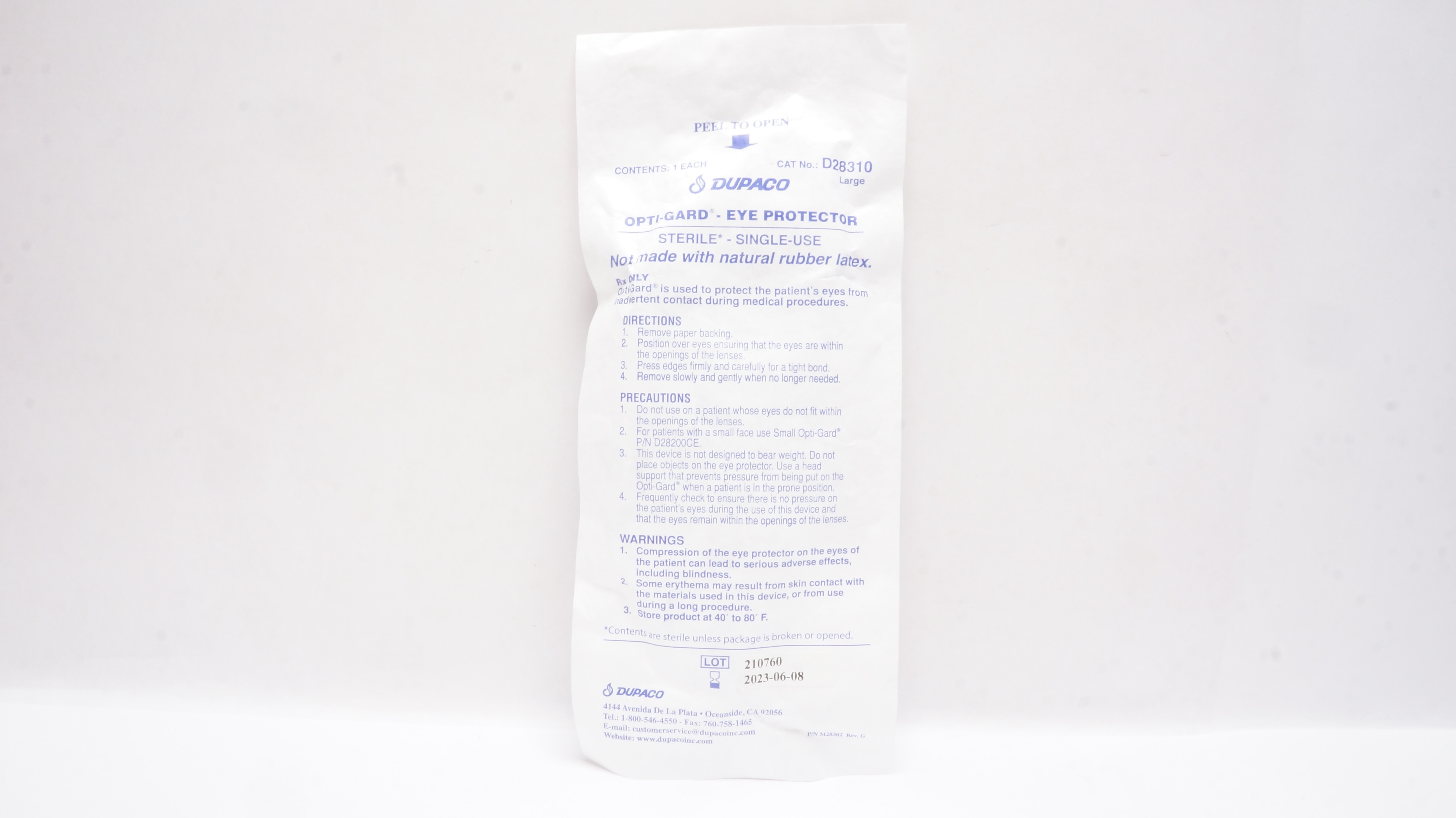 Dupaco D28310 Opti-Gard Eye Protector, Large (x)