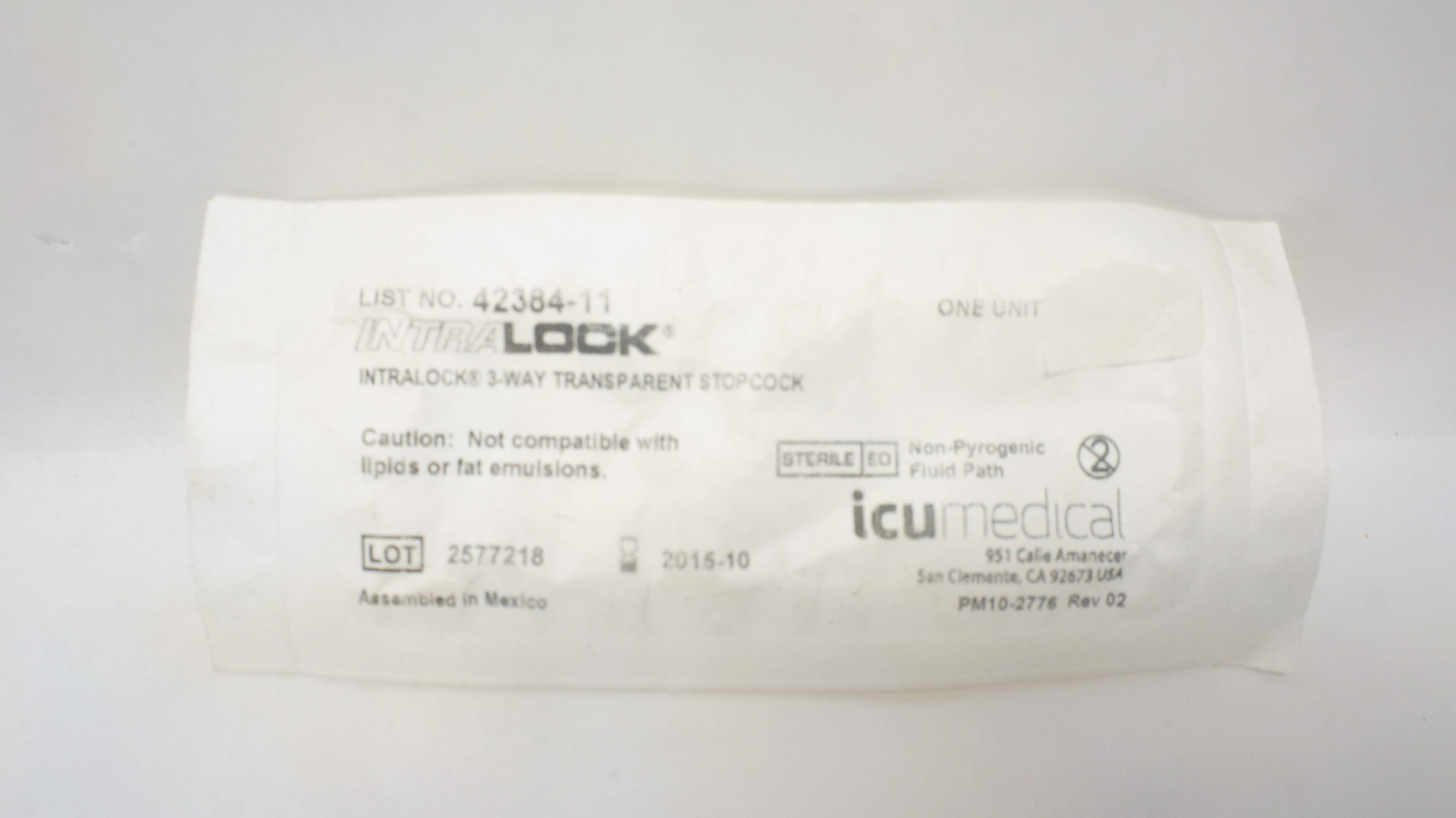 IcuMedical 4238411 IntraLock 3way Transparent Stopcock (x)