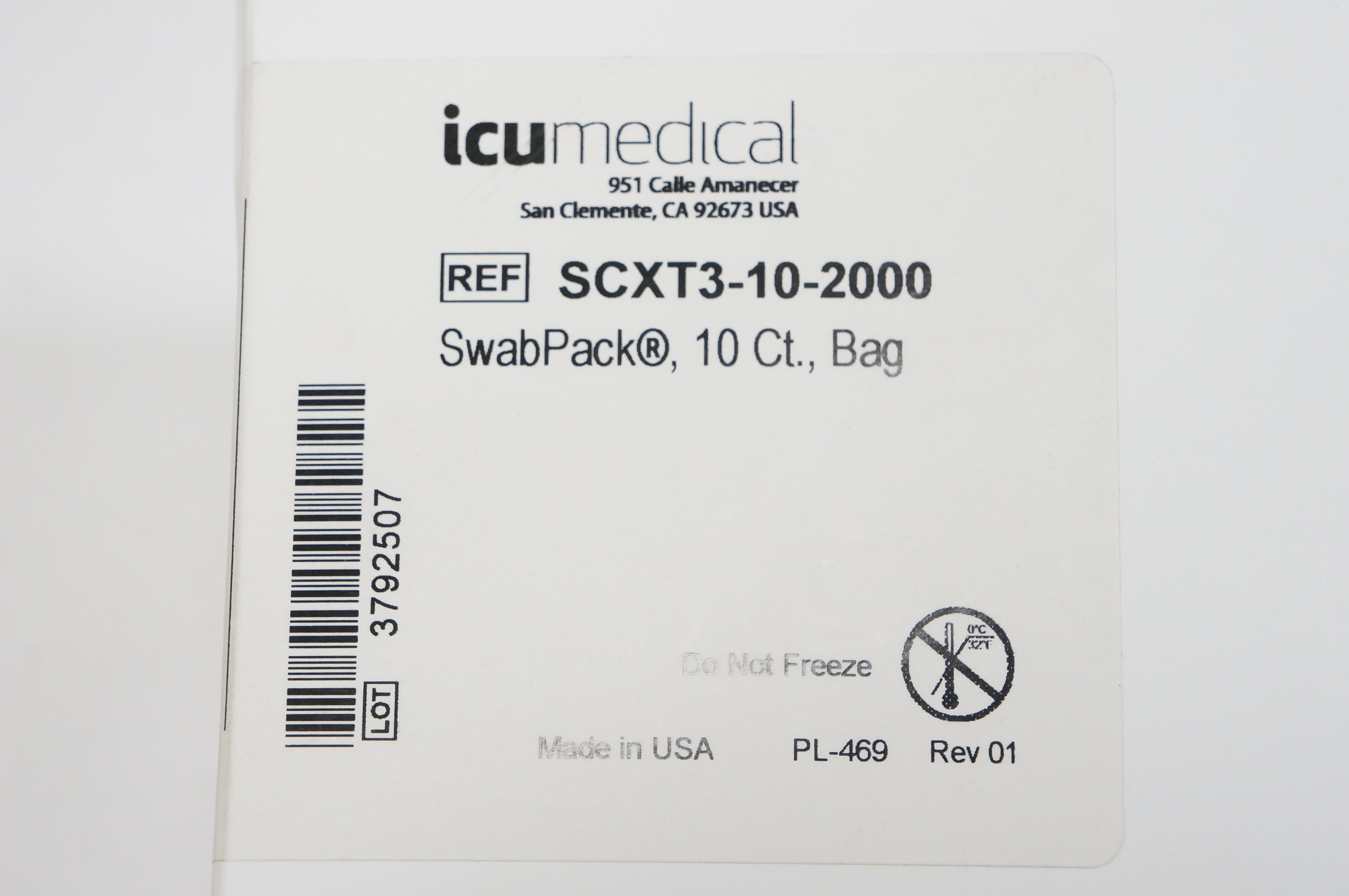 ICU Medical SCXT3-10-2000 Swab Pack - Case of 10