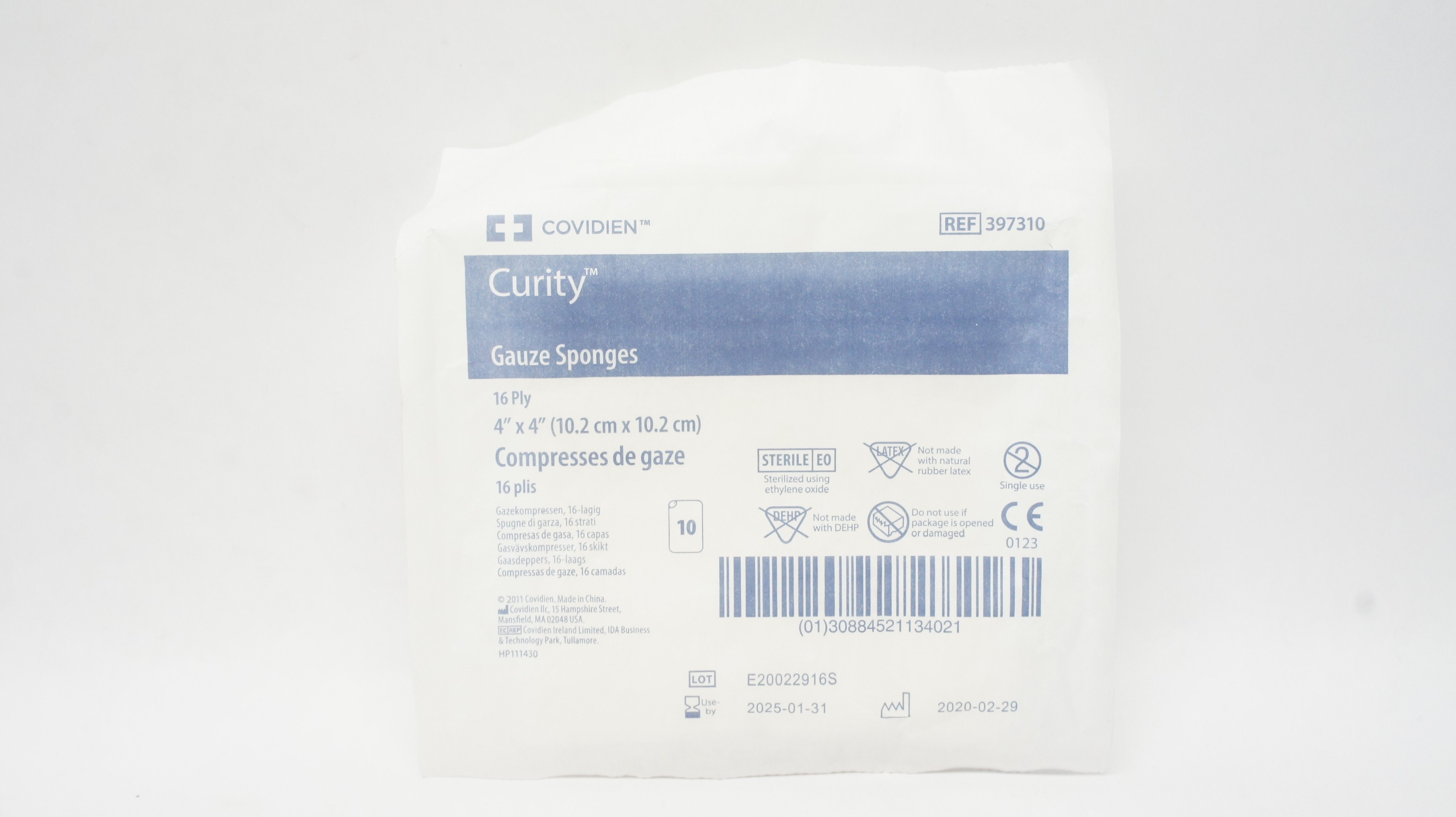 Covidien 397310 Curity Gauze Sponges 16Ply 4 x 4inch - Pack of 10