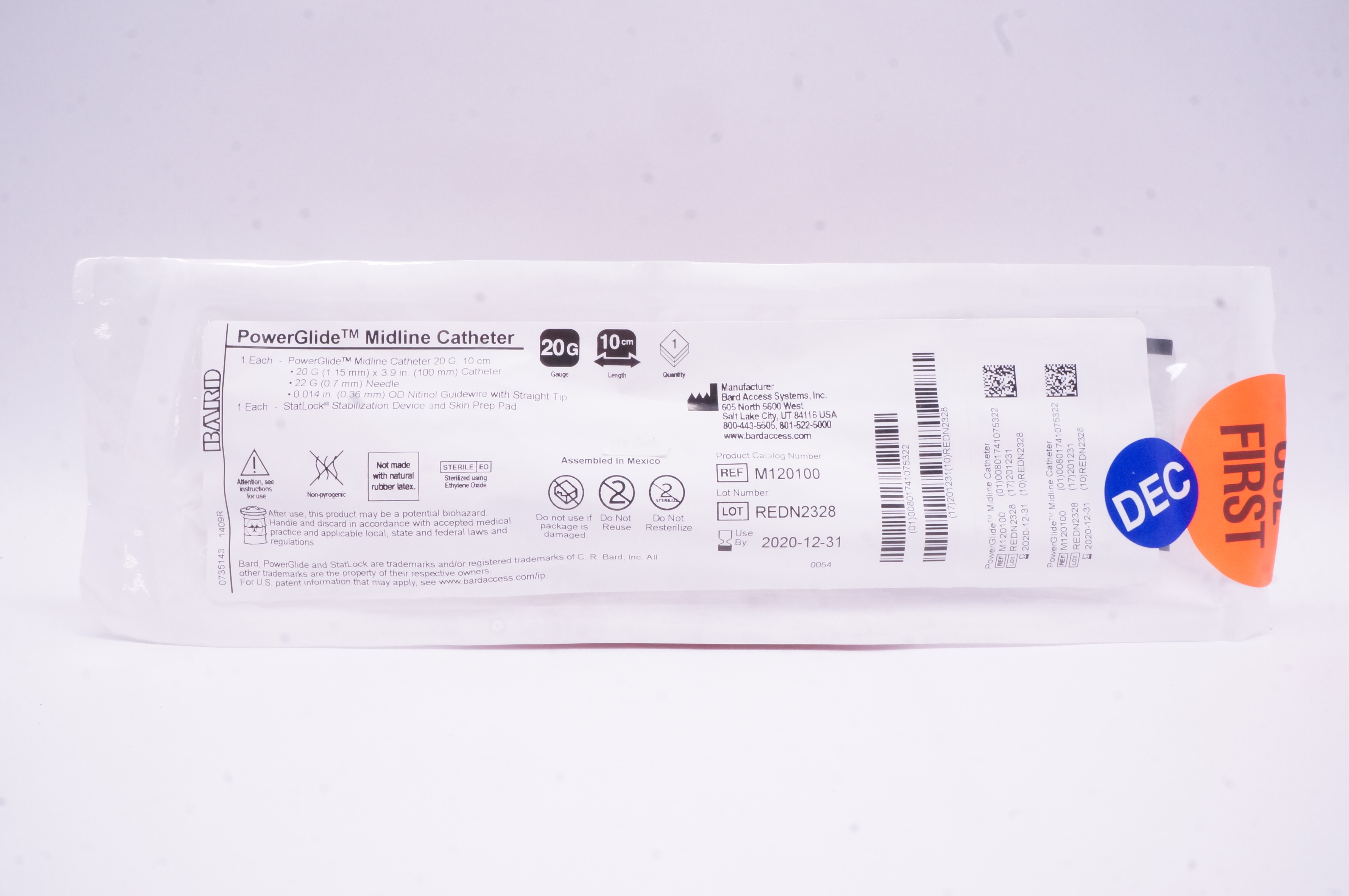 Bard M120100 PowerGlide Midline Cath. 20G x 10cm (x)