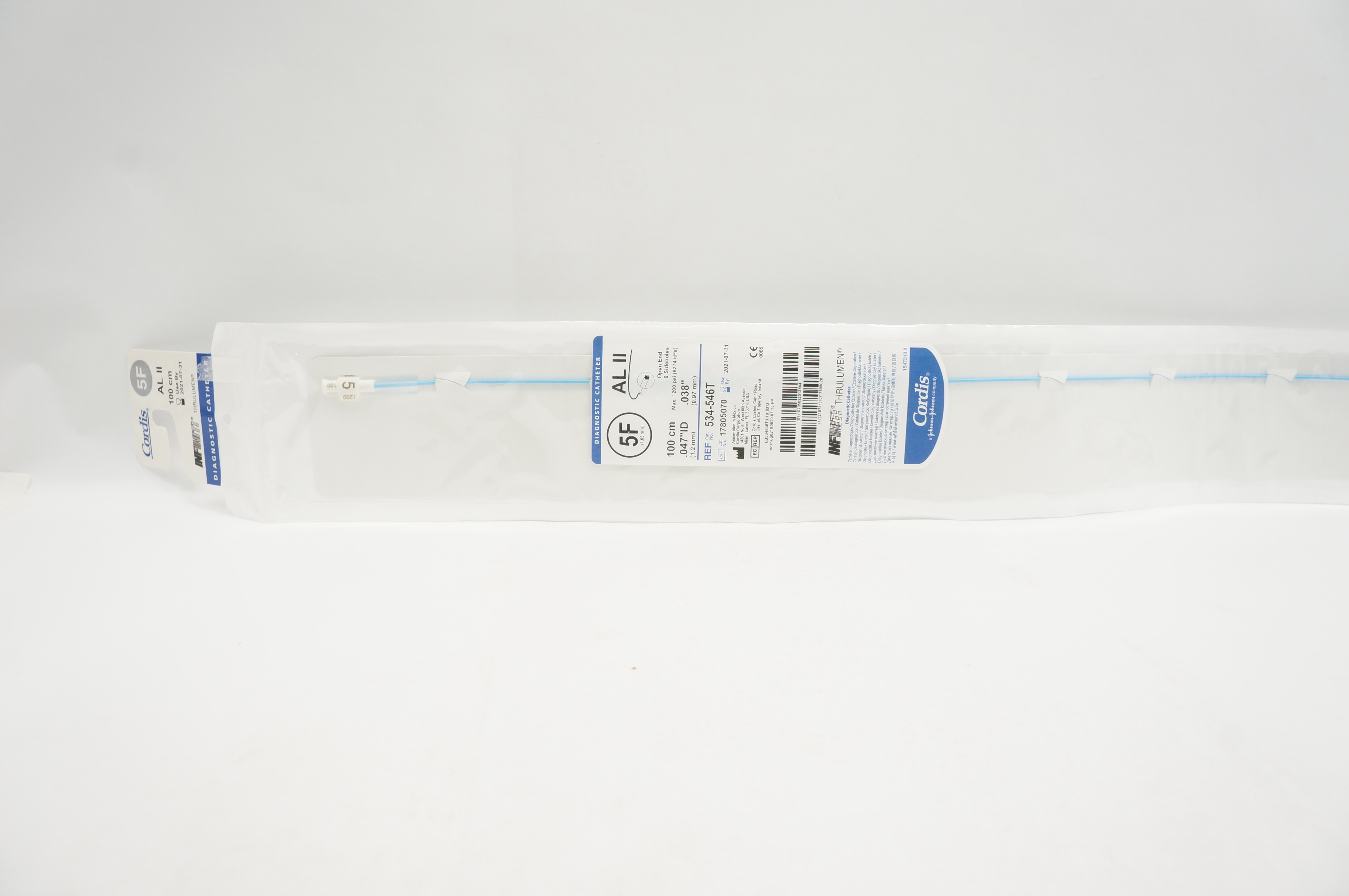 Cordis 534-546T Diagnostic Cath. AL II 5F x 100cm x .047 x .038inch (x)