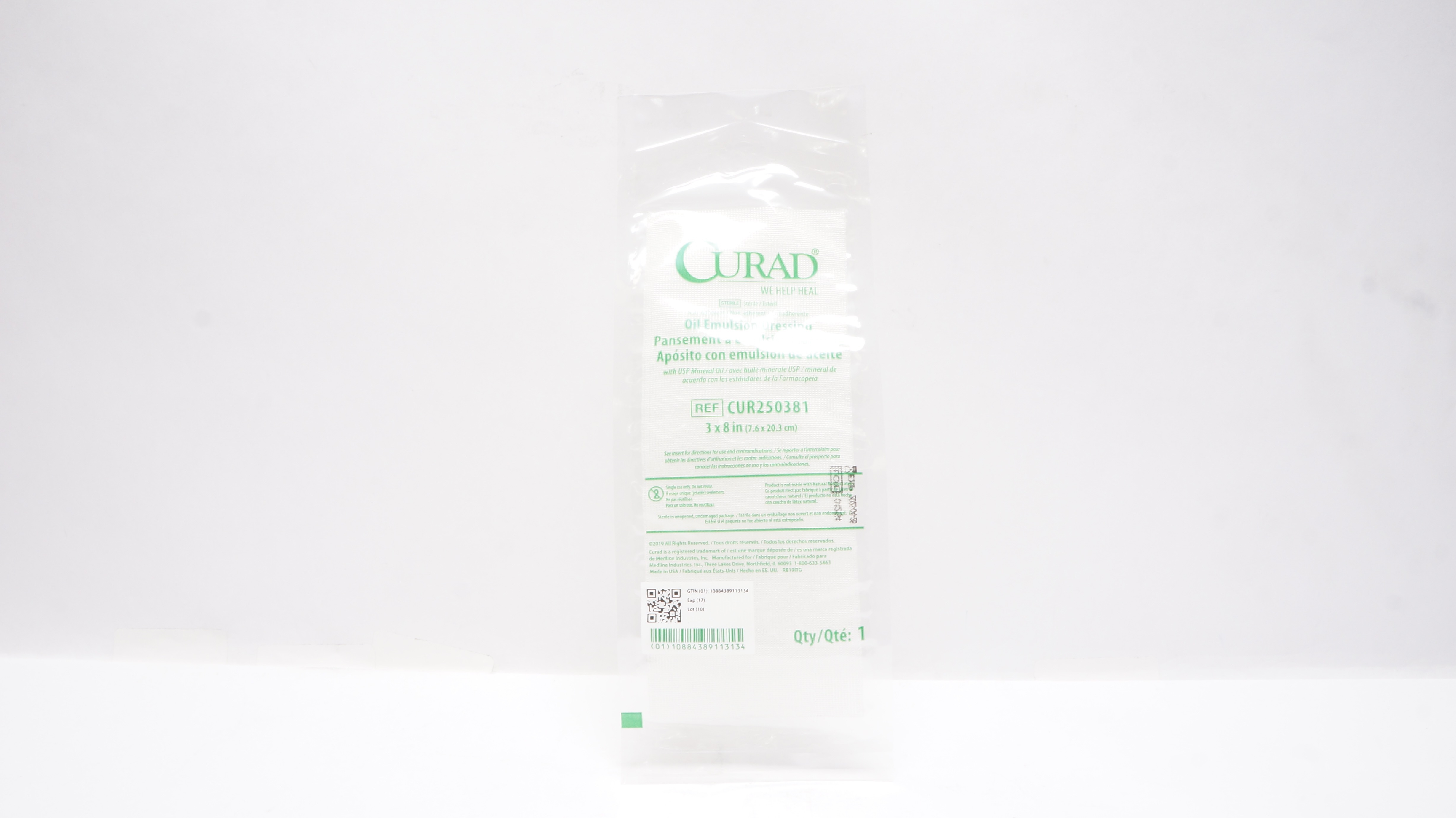 Medline CUR250381 Curad Oil Emulsion Dressing 3 inch x 8 inch