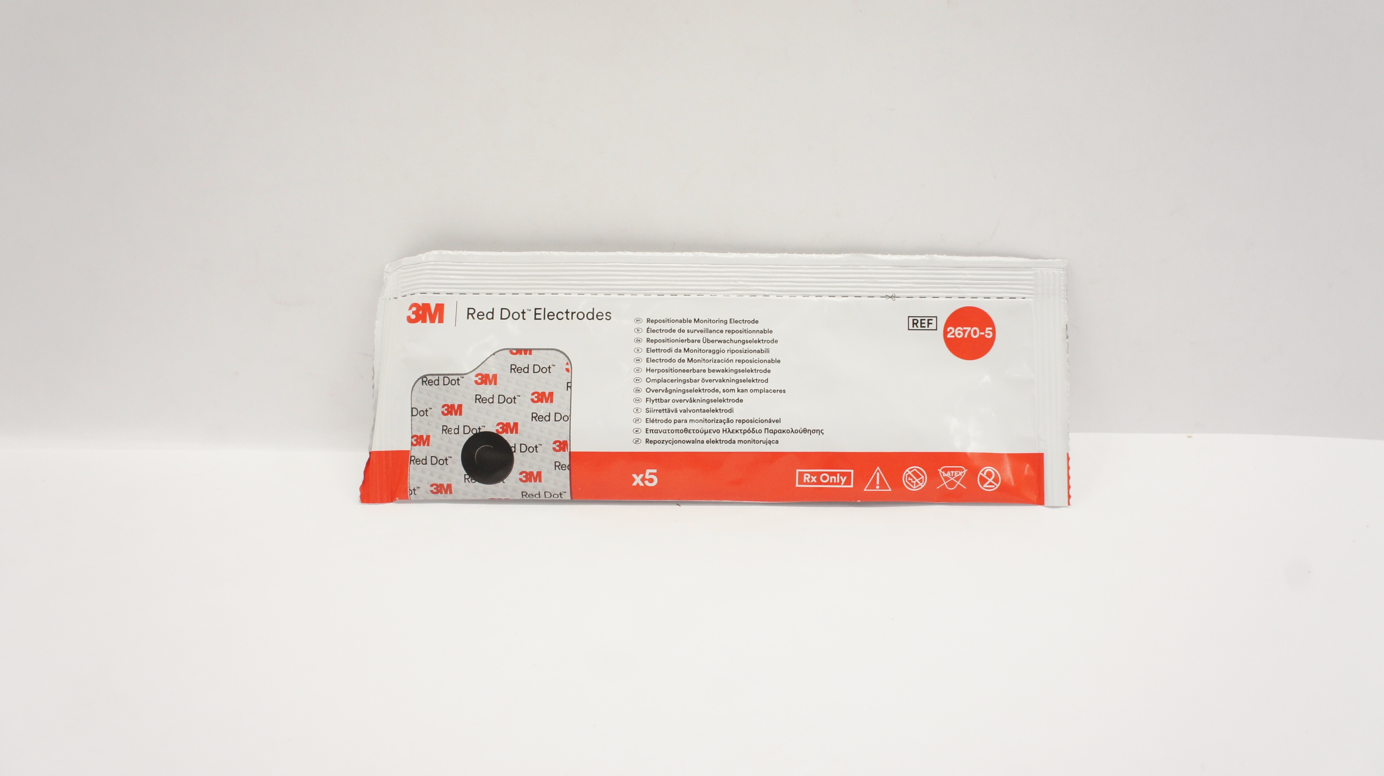 3M 2670-5 Red Dot Electrodes Repositionable Monitoring Electrode- Pack of 5