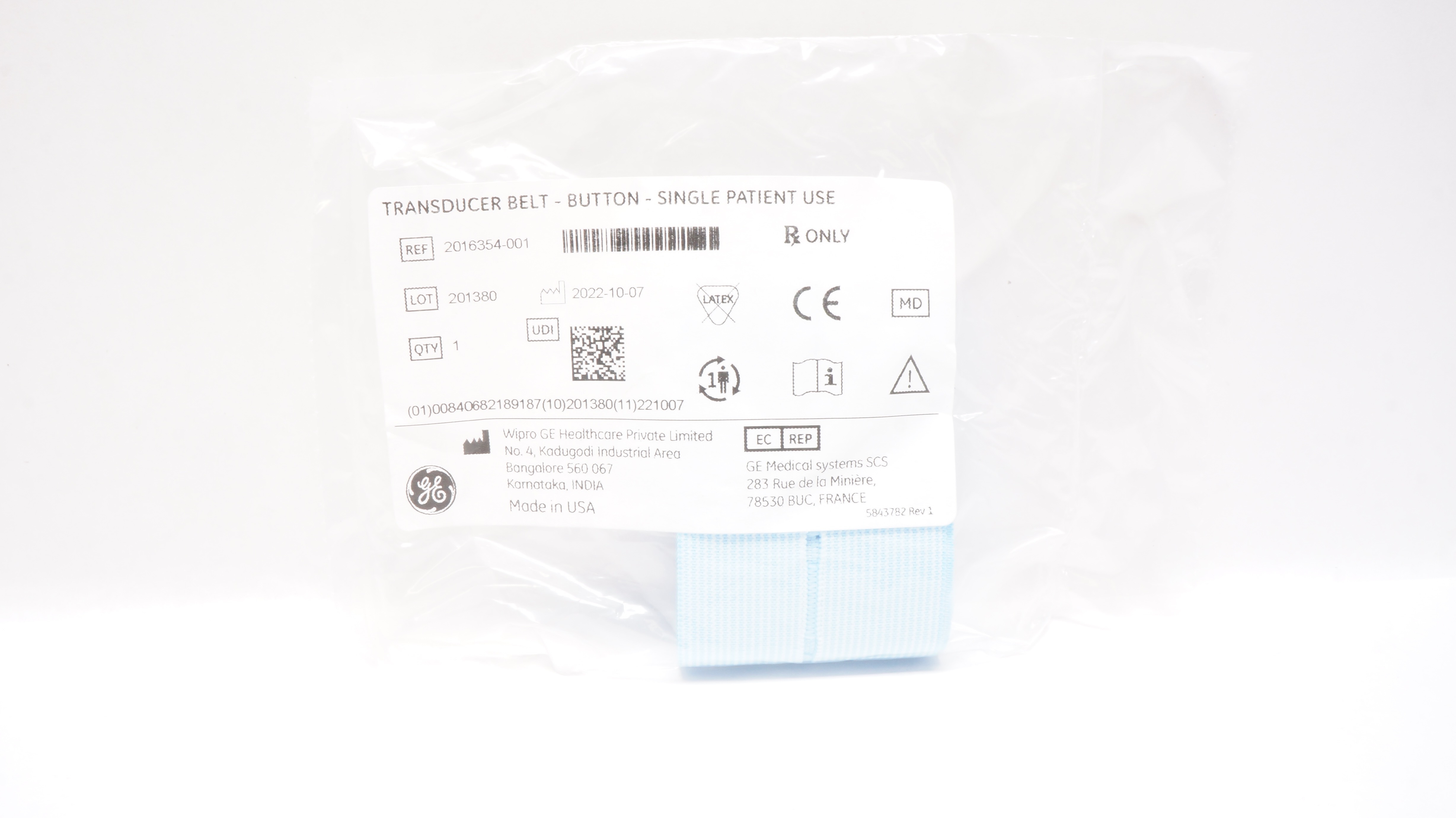 GE Medical 2016354-001 Transducer Belt - Button