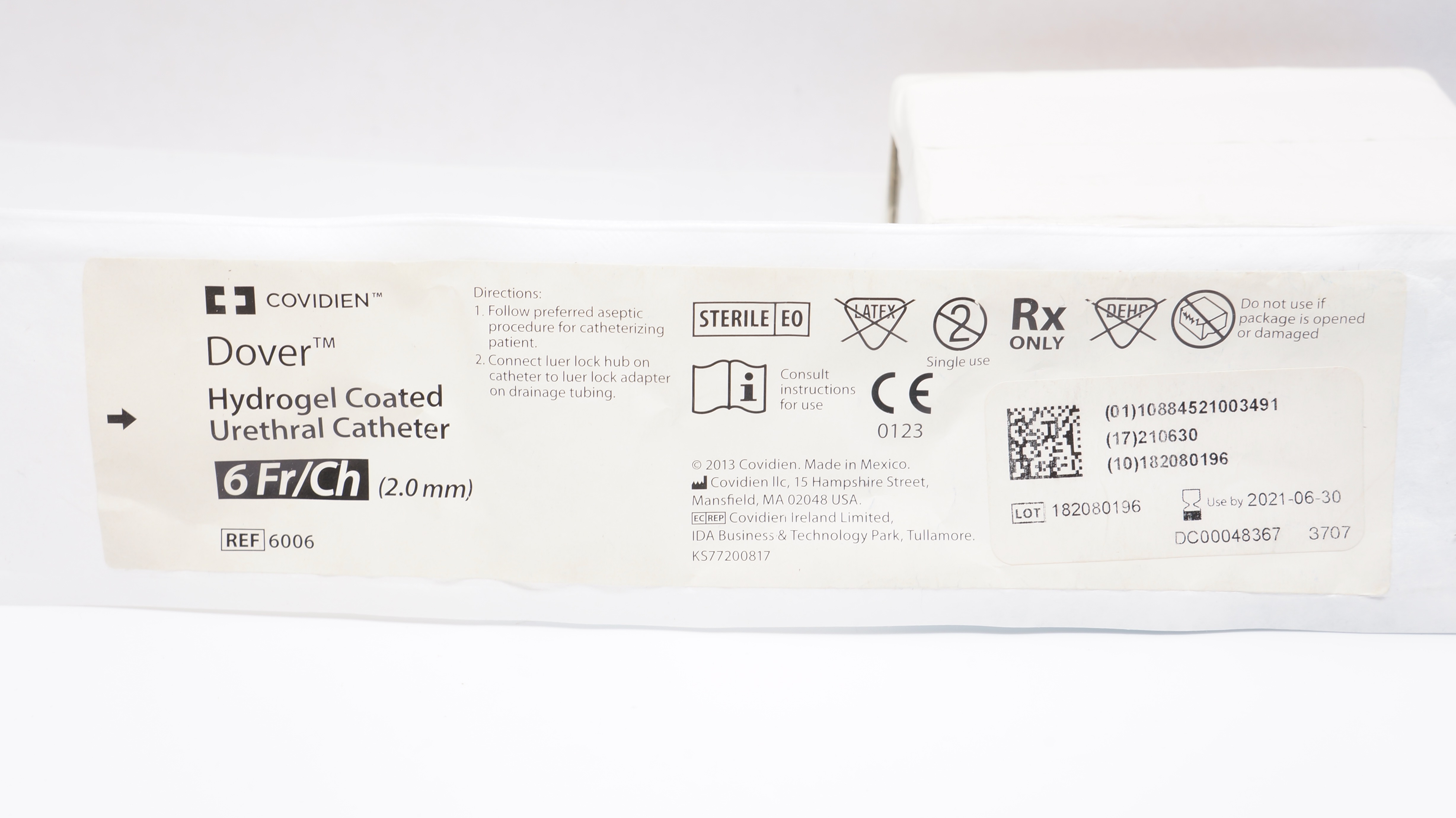 Covidien 6006 Dover Hydrogel Coated Urethral Cath. 6Fr/Ch (x)