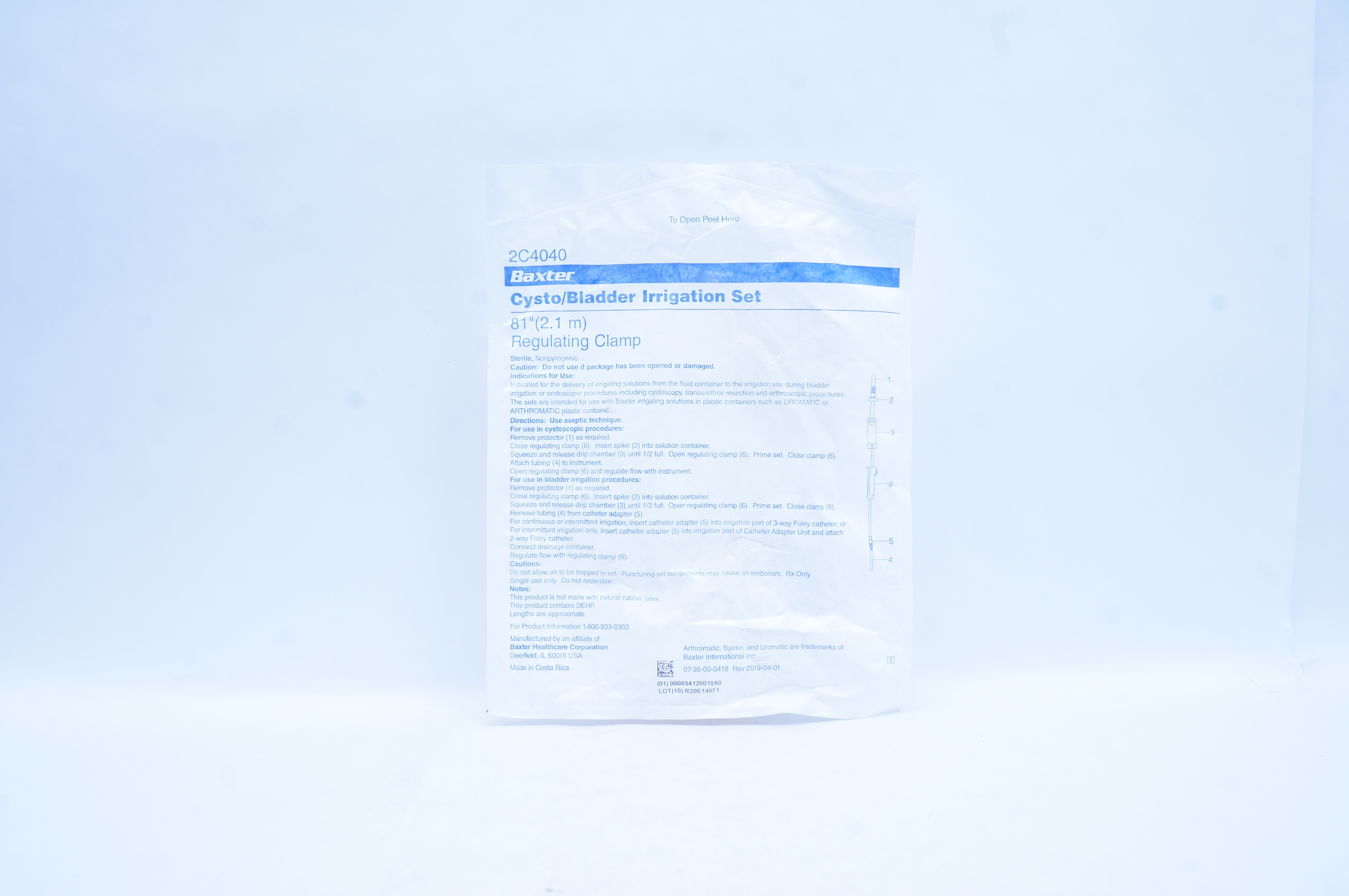 Baxter 2C4040 Cysto/Bladder Irrigation Set 81inch, Regulating Clamp