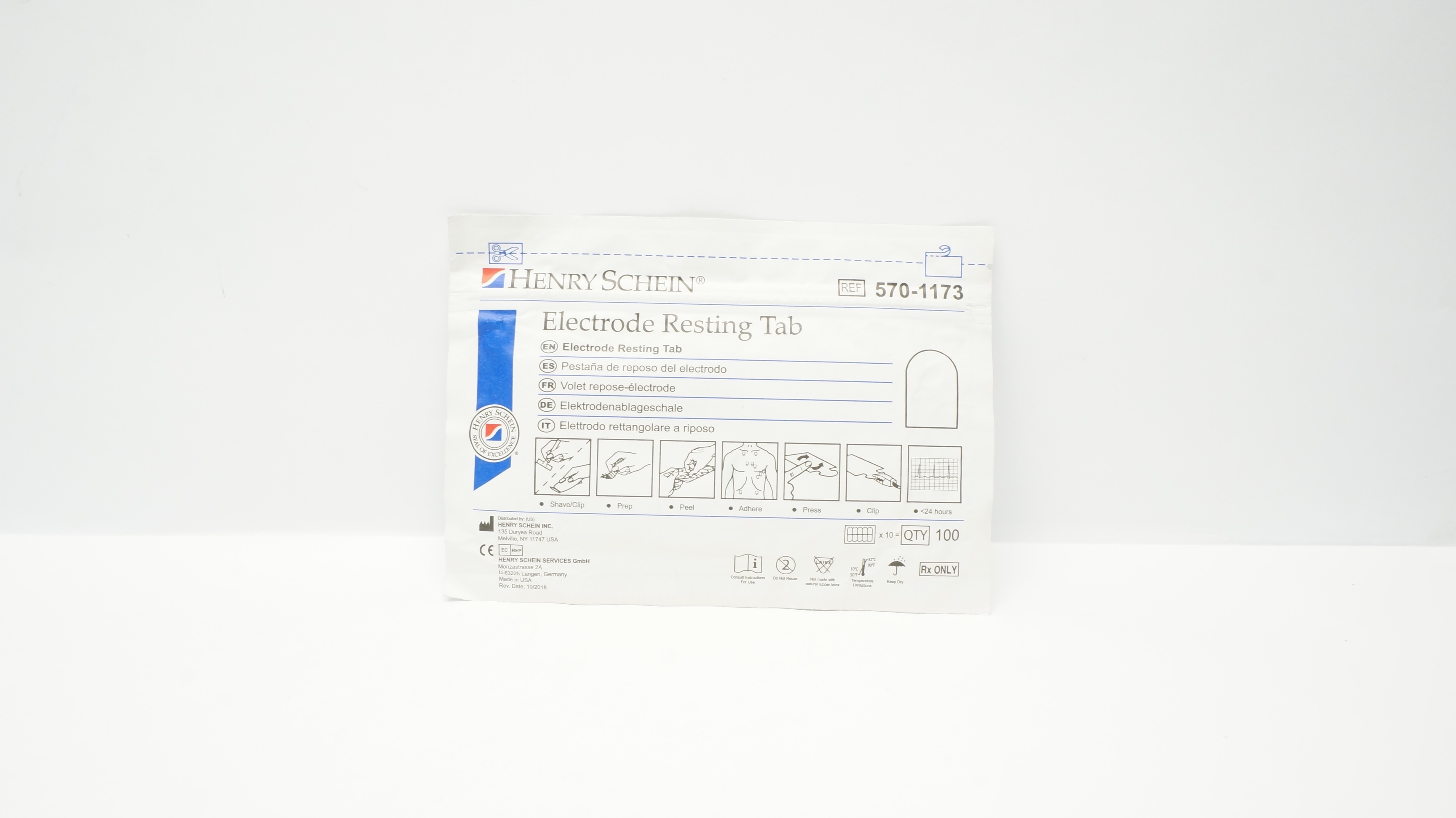 Henry Schein 570-1173 Electrode Resting Tab - Pack of 100 (x)