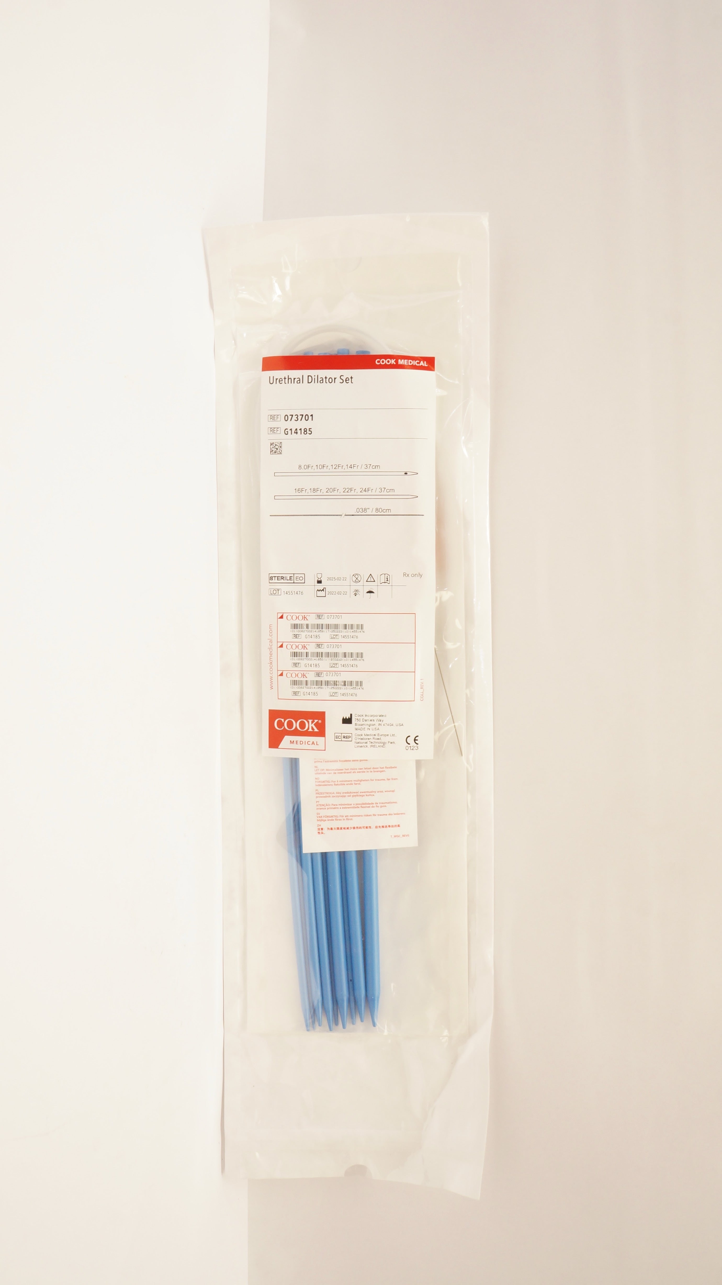Cook Medical G14185 Urethral Dilator Set 37cm x 37cm x 0.038inch x 80cm