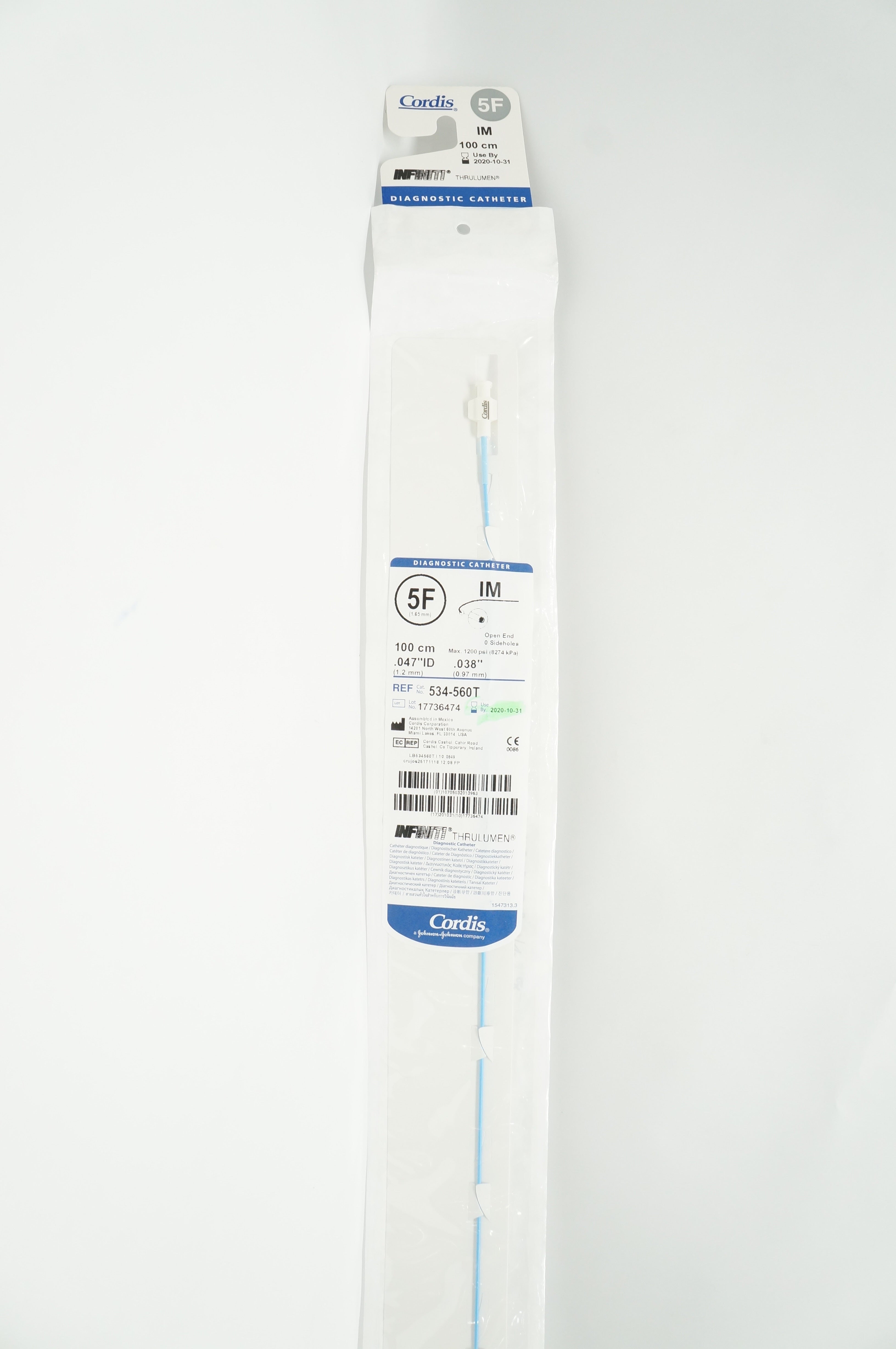 Cordis 534-560T IM Diagnostic Cath. 5F x .047inch x .038inch (x)