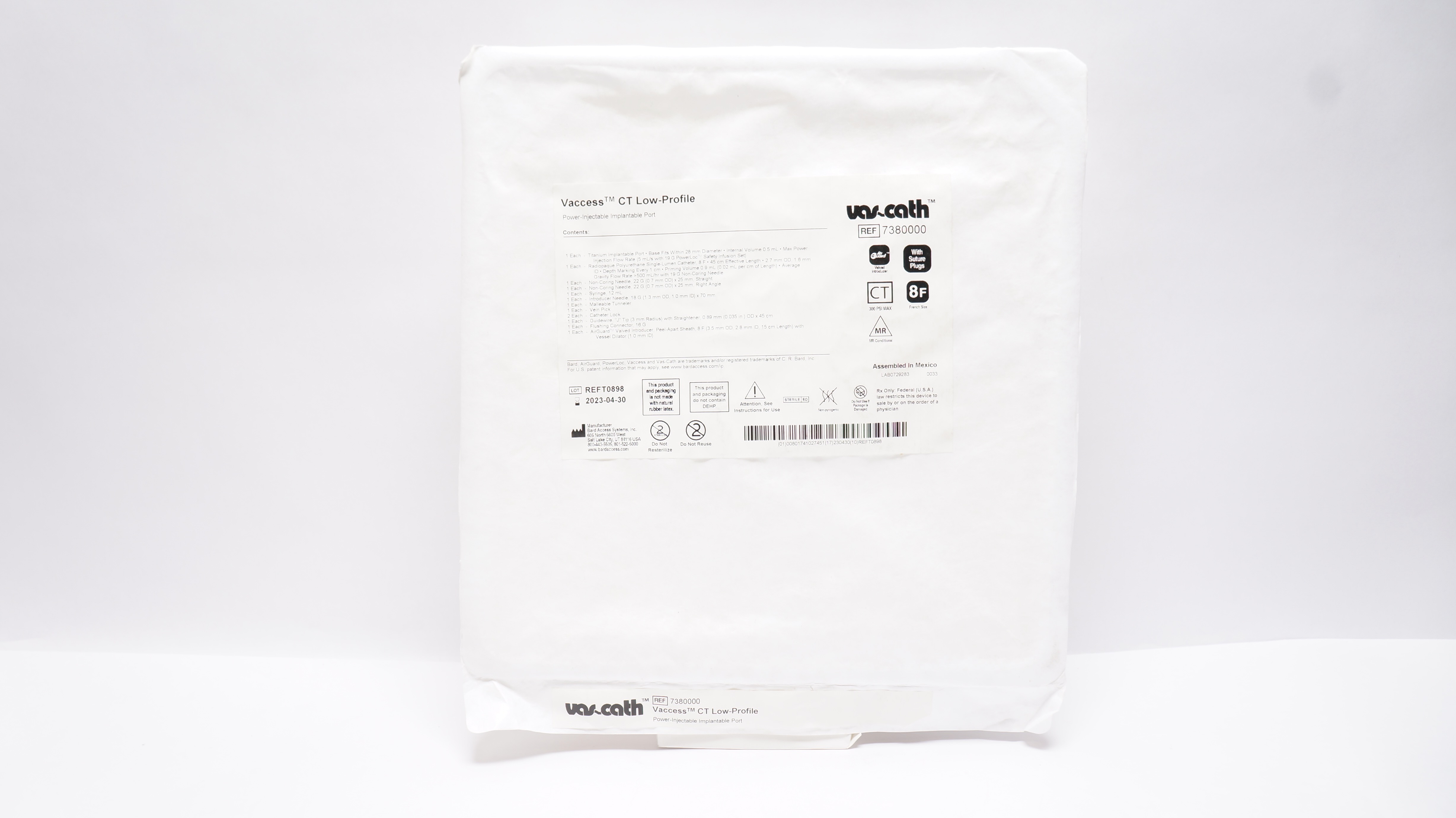 Bard 7380000 Vaccess CT Low-Profile Power-Injectable Implantable Port 8F (x)