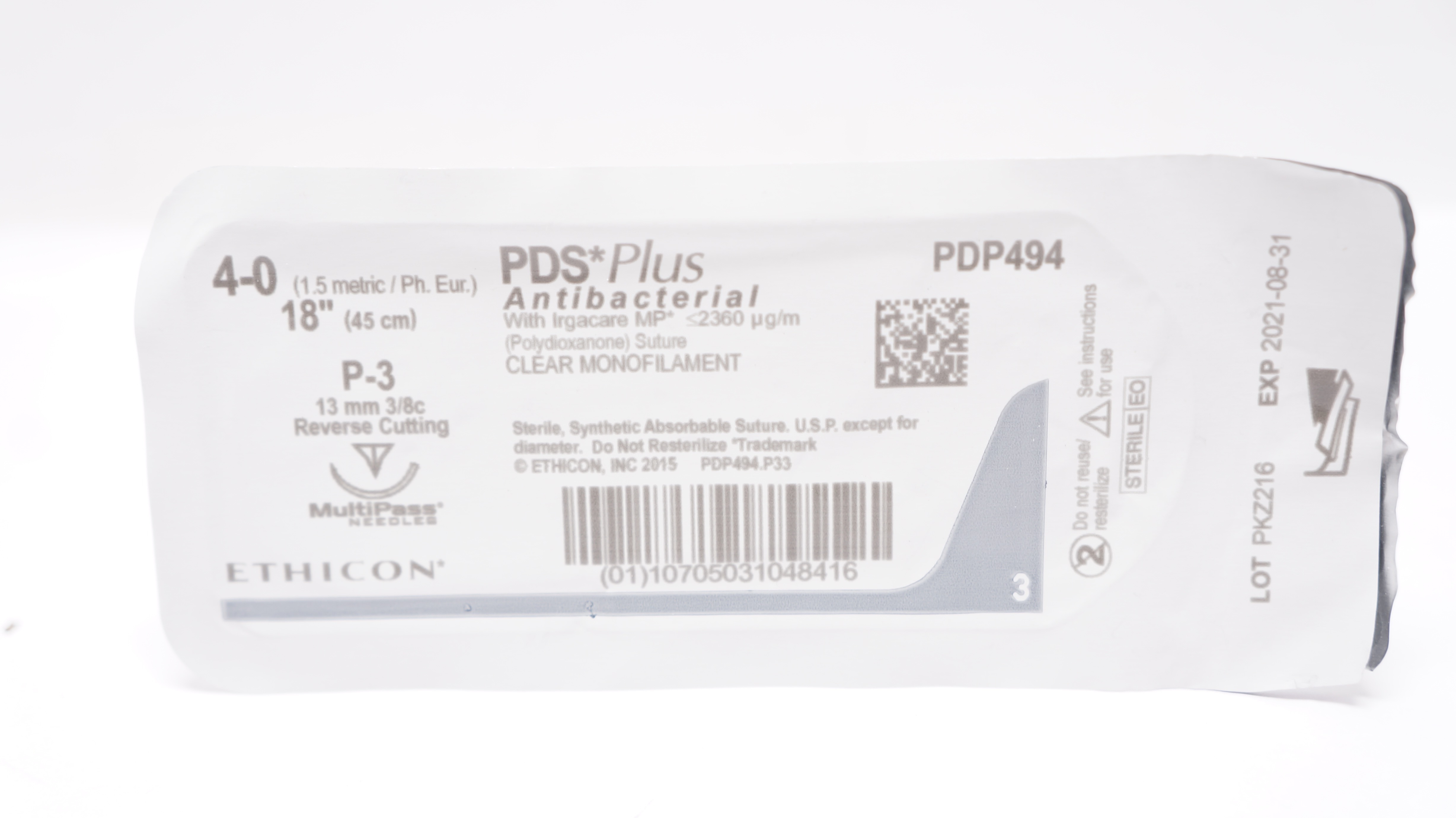 Ethicon PDP494 4-0 PDS Plus Stre P-3 13mm 3/8c Reverse Cutting, 18inch (x)