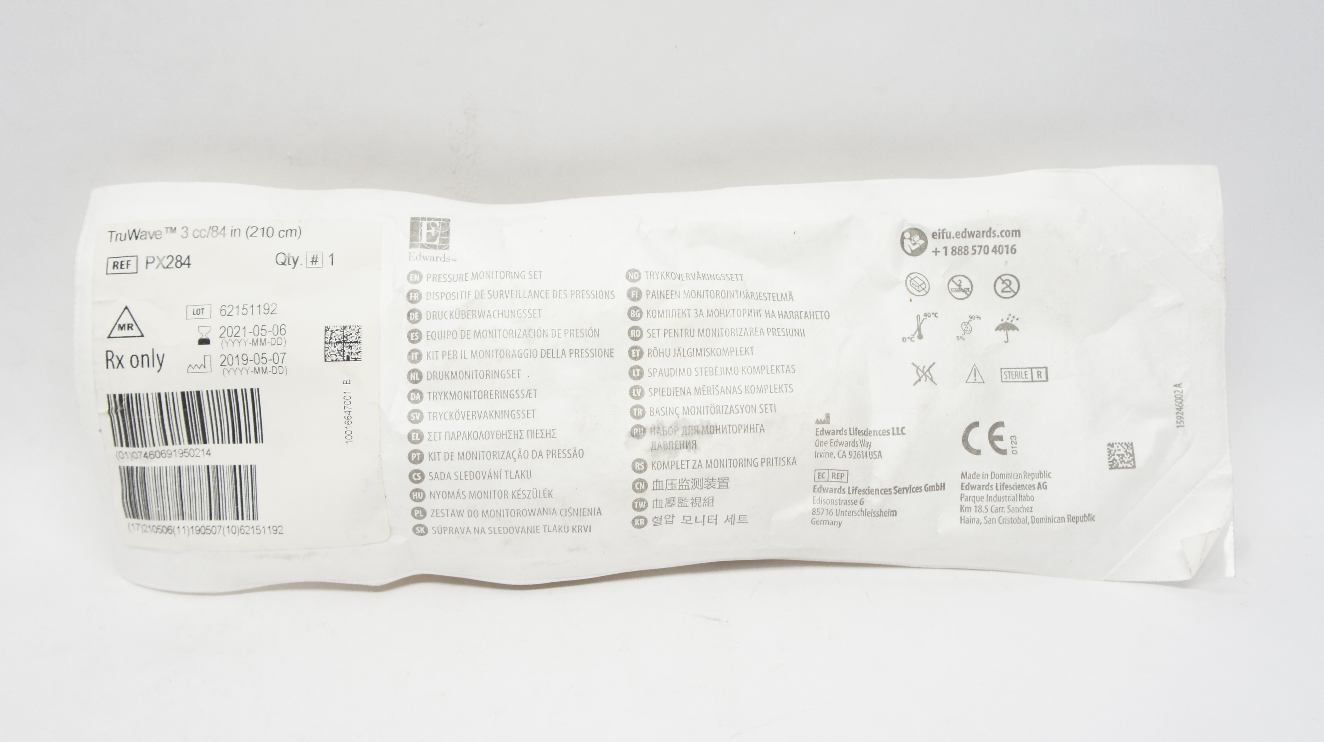 Edwards Lifesciences PX284 TrueWave Pressure Monitoring Set 3cc/84inch (x)