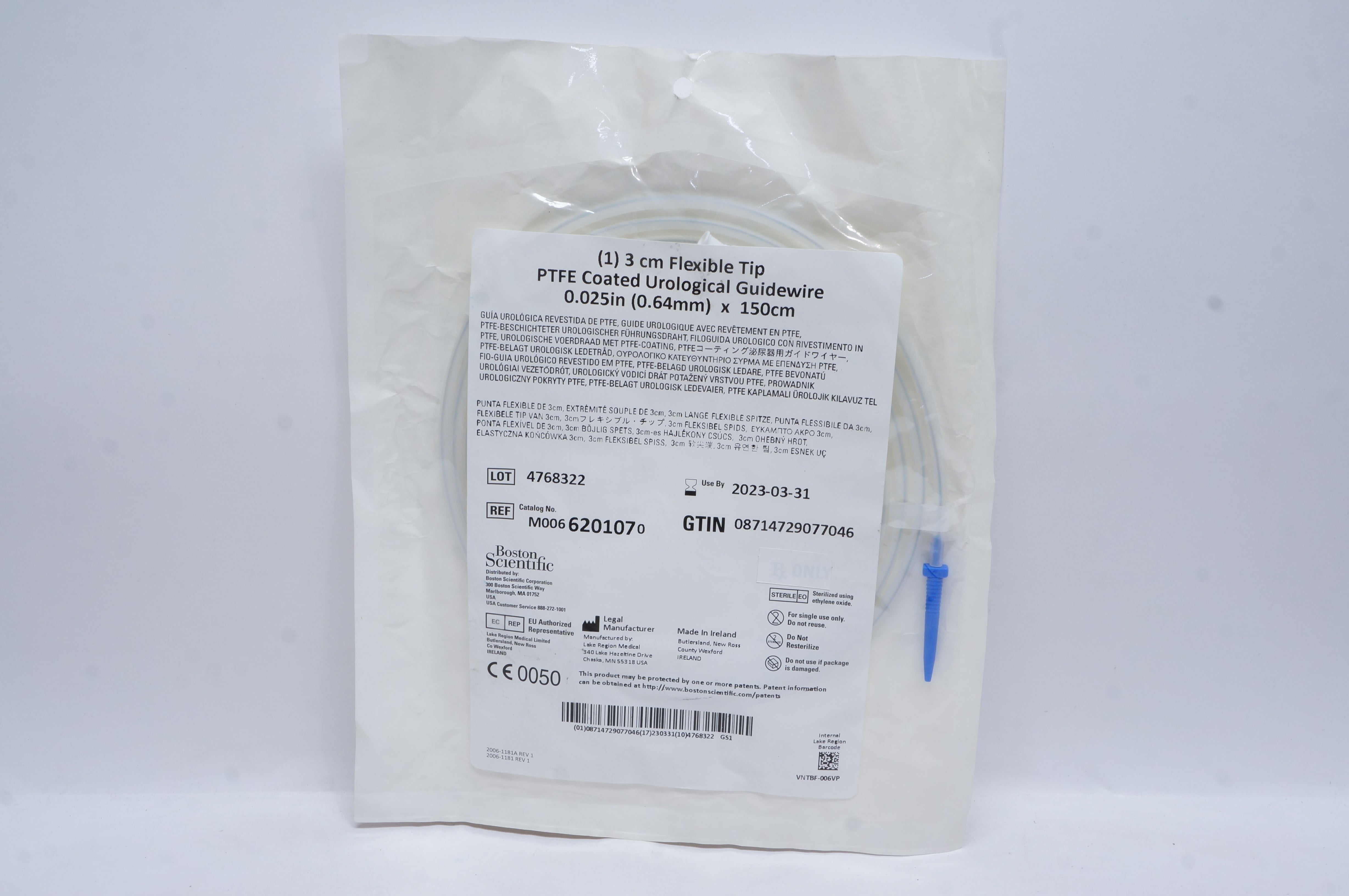 Boston Scientific 620107 PTFE Coated Urologic Guidewire 3cm Flexible Tip