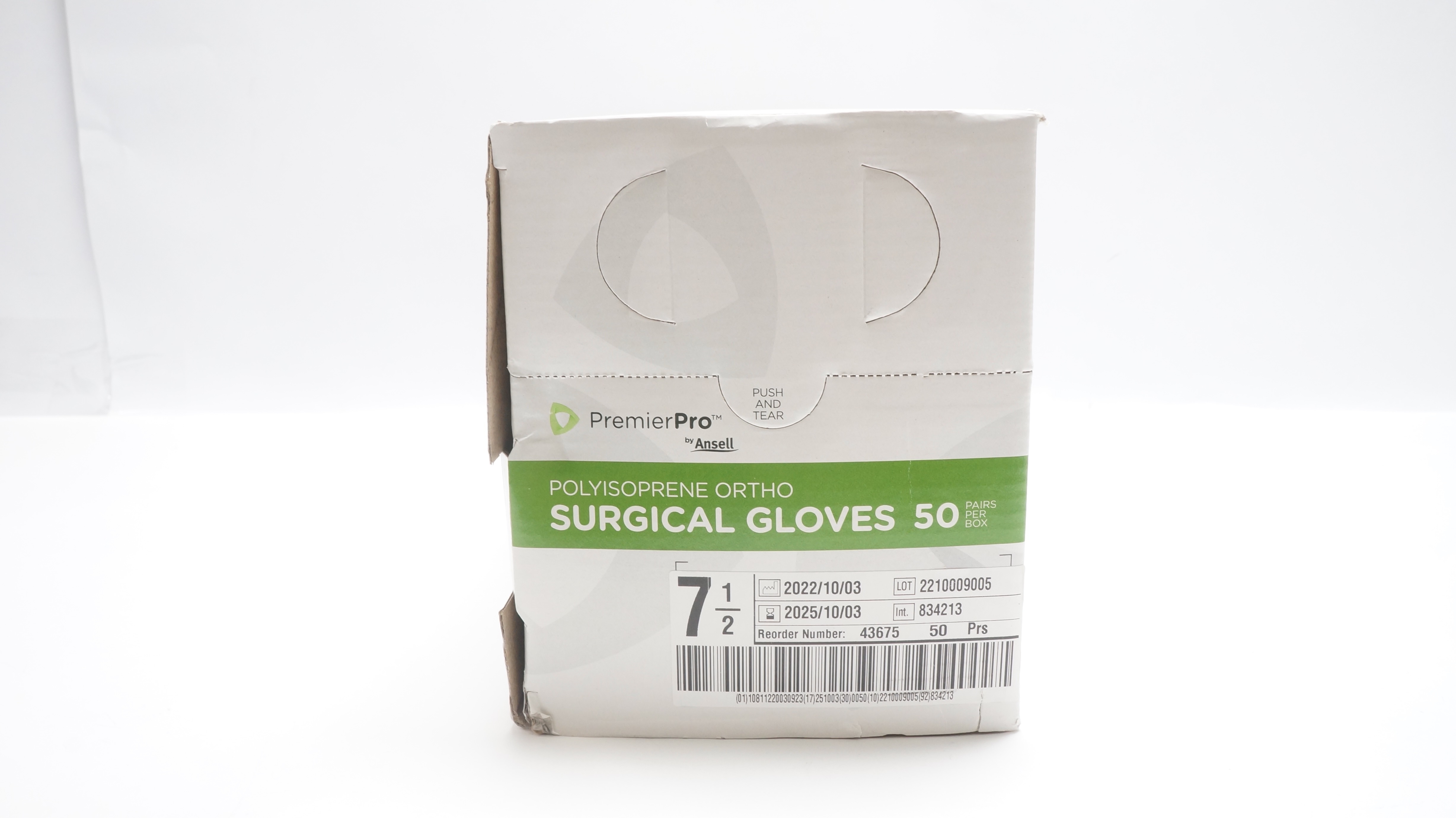 PremierPro 43675 Polyisoprene Ortho Surgical Gloves 7 1/2 - Box of 50