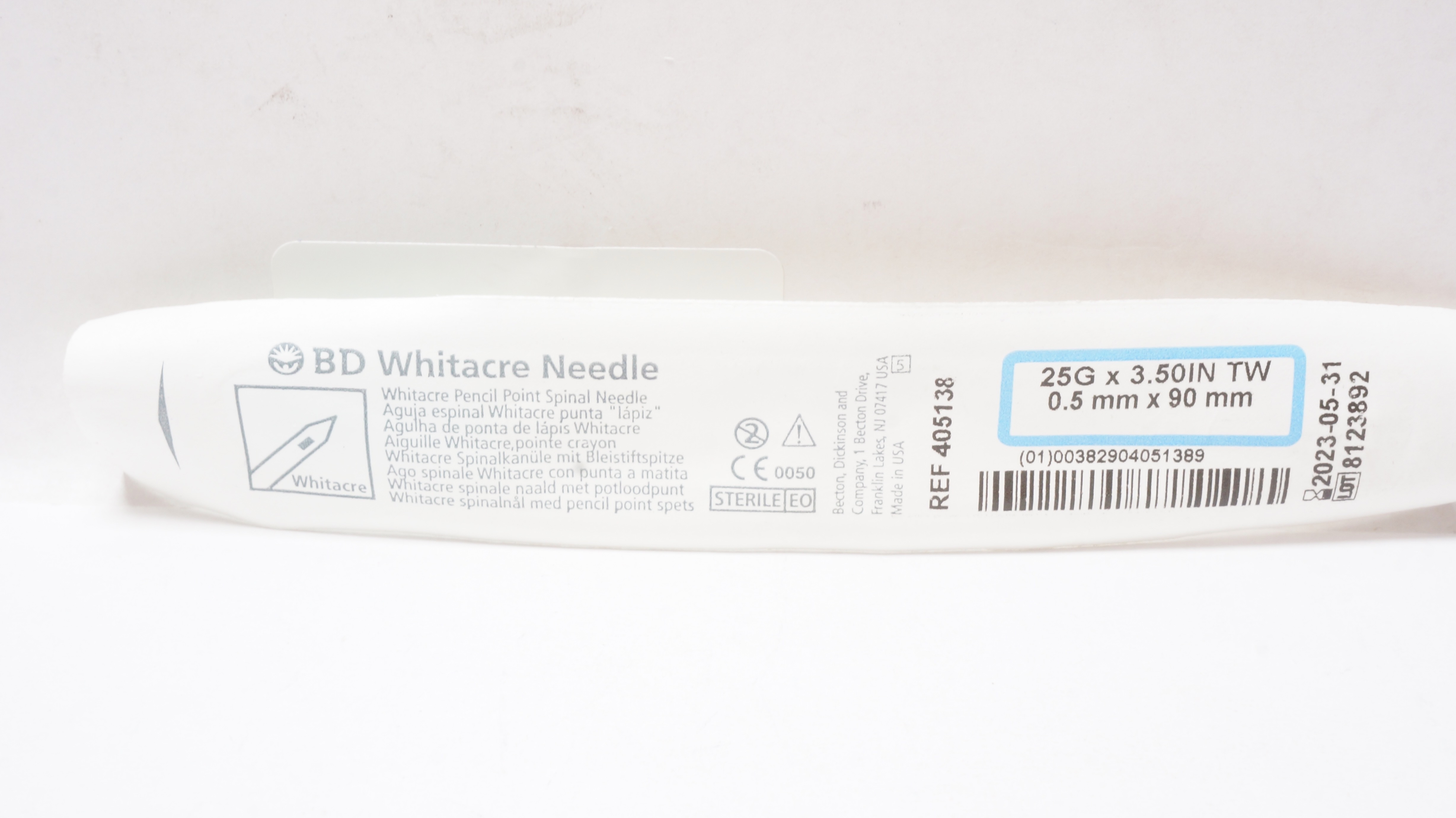 BD 405138 Whitacre Pencil Point Spinal Ndle. 25Ga x 3.50inch (x)