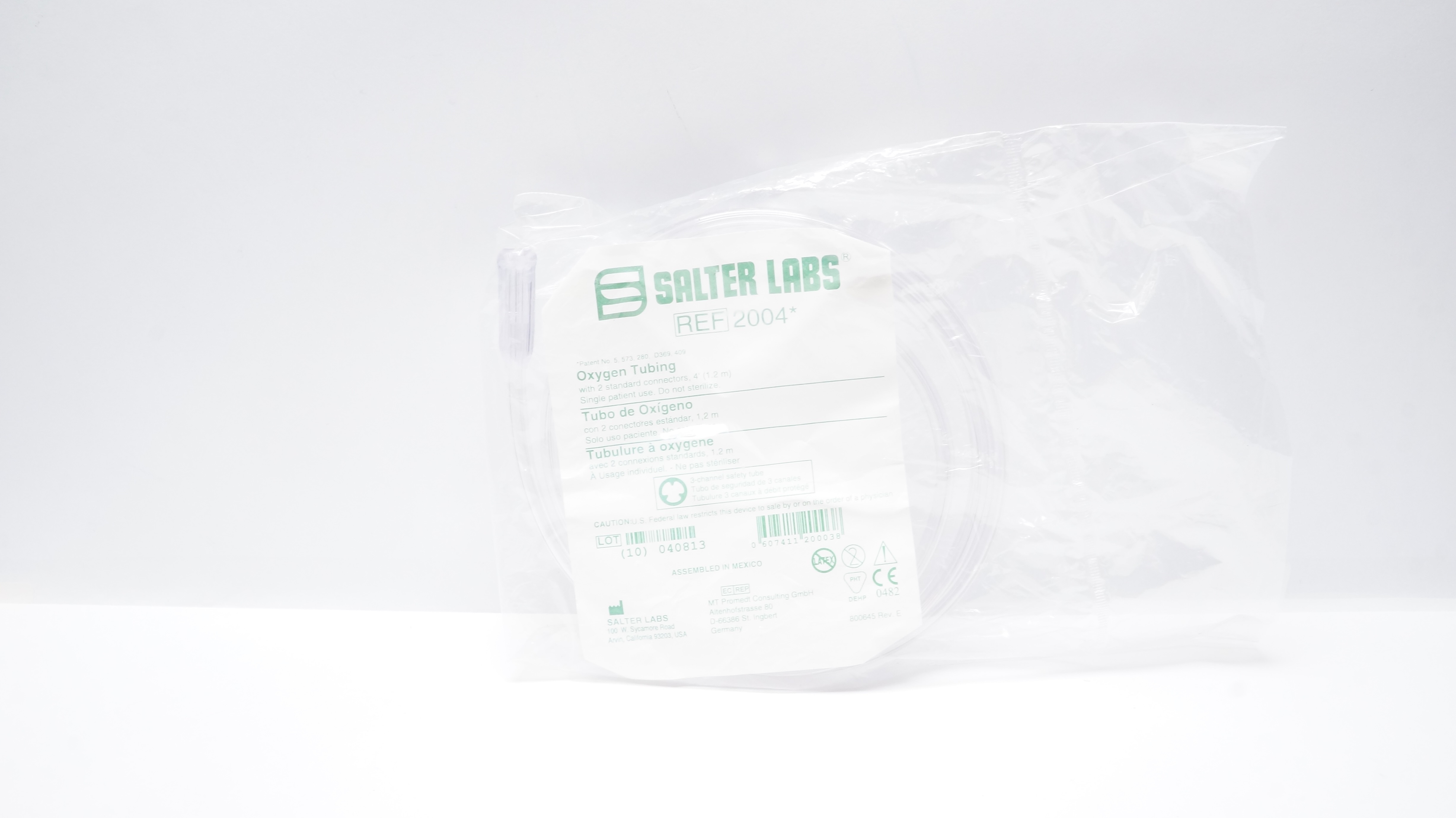 Salter Labs 2004 Oxygen Tubing w/2 Standard Connectors, 4ft.