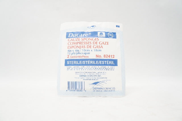 Derma Sciences 82412 Ducare Gauze Sponges 4 inch x 4 inch 12-Ply - Pack of 2