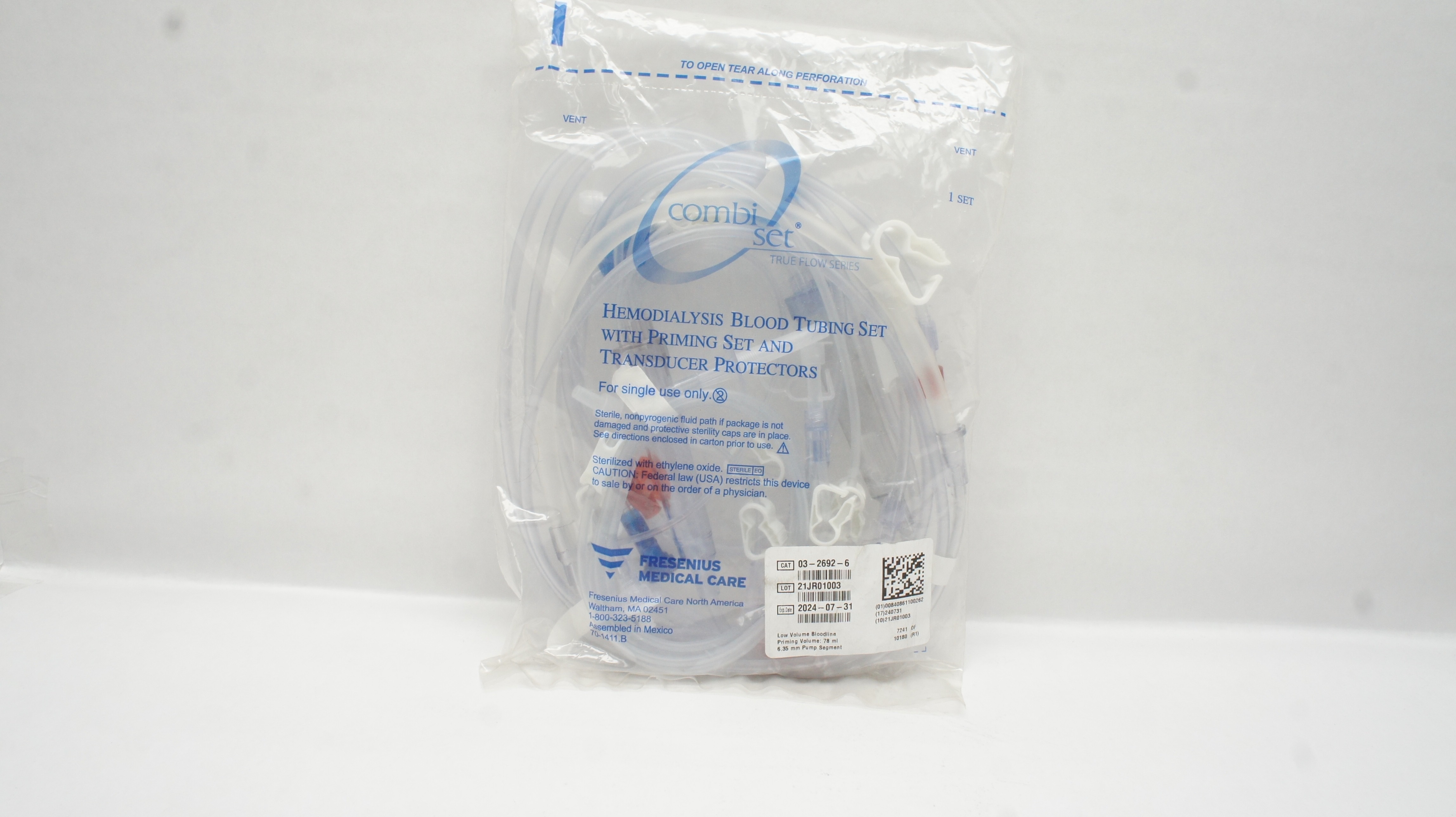 Fresenius Medical 03-2692-6 Combi Set Hemodialysis Tubing Set 73ml x 6.35mm