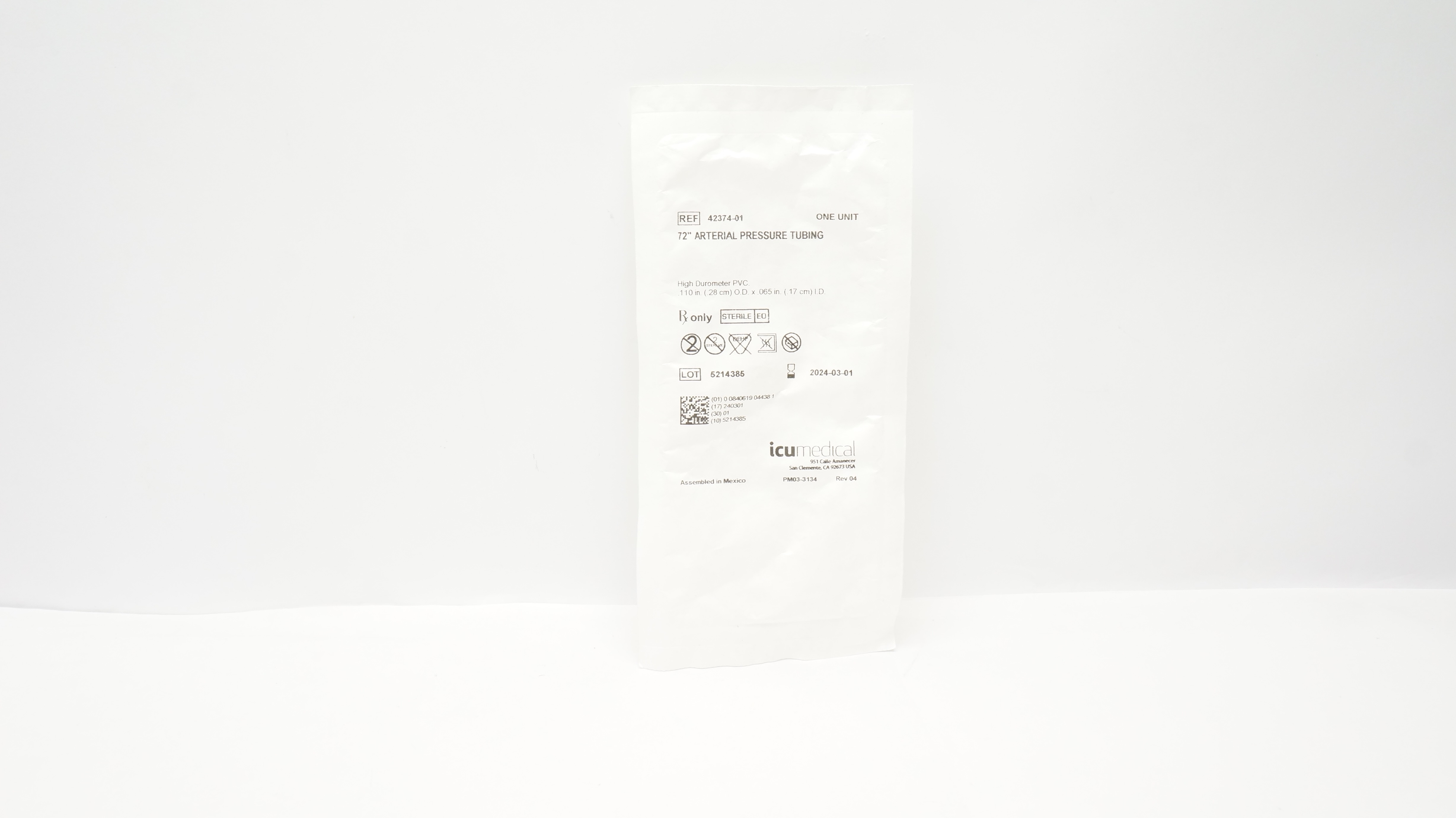 ICU Medical 42374-01 Arterial Pressure Tubing 72inch 110inch OD x .065inch ID(x)