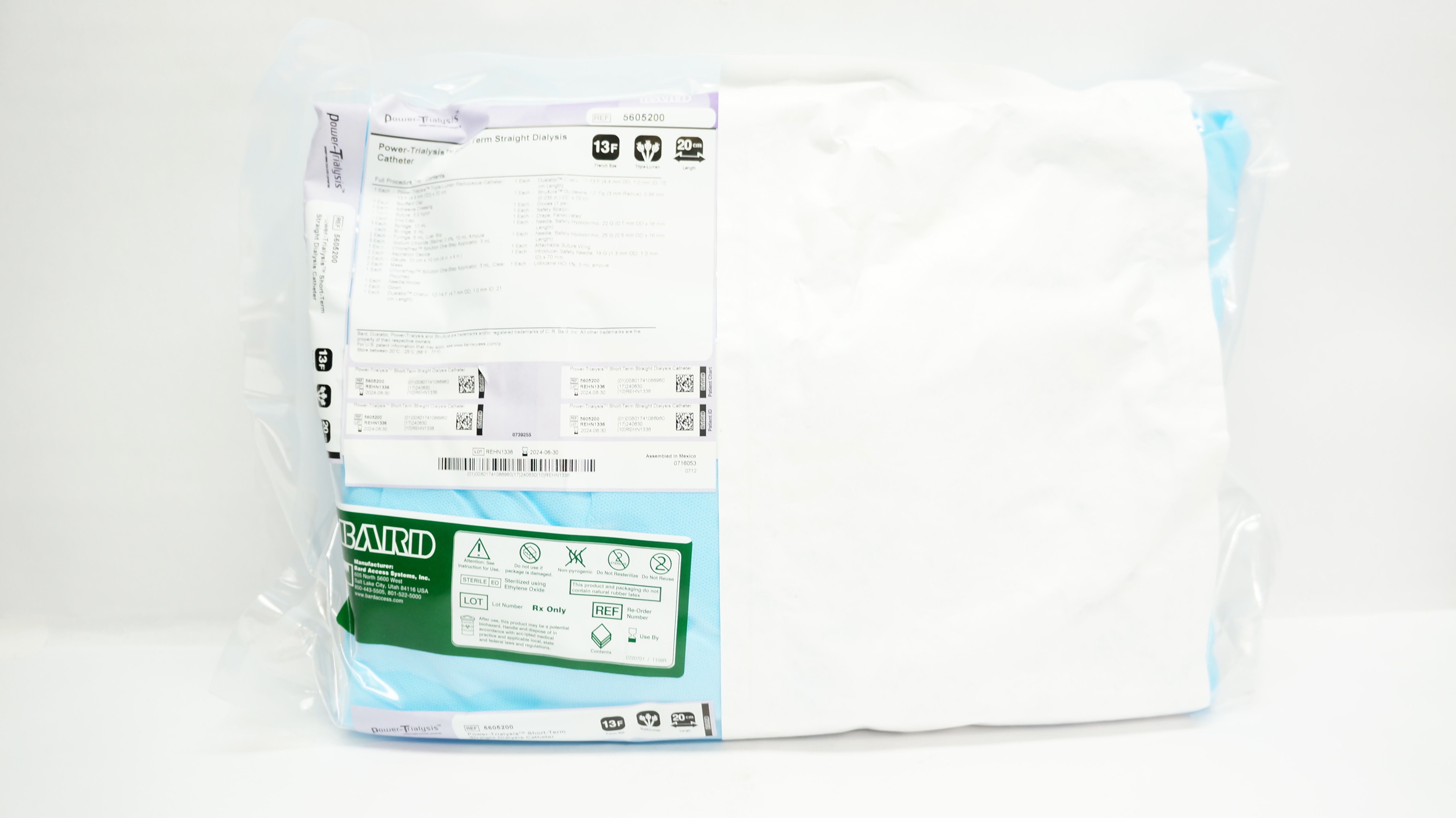 Bard 5605200 Power-Trialysis Straight Dialysis Cath. Tray 13F x 20cm