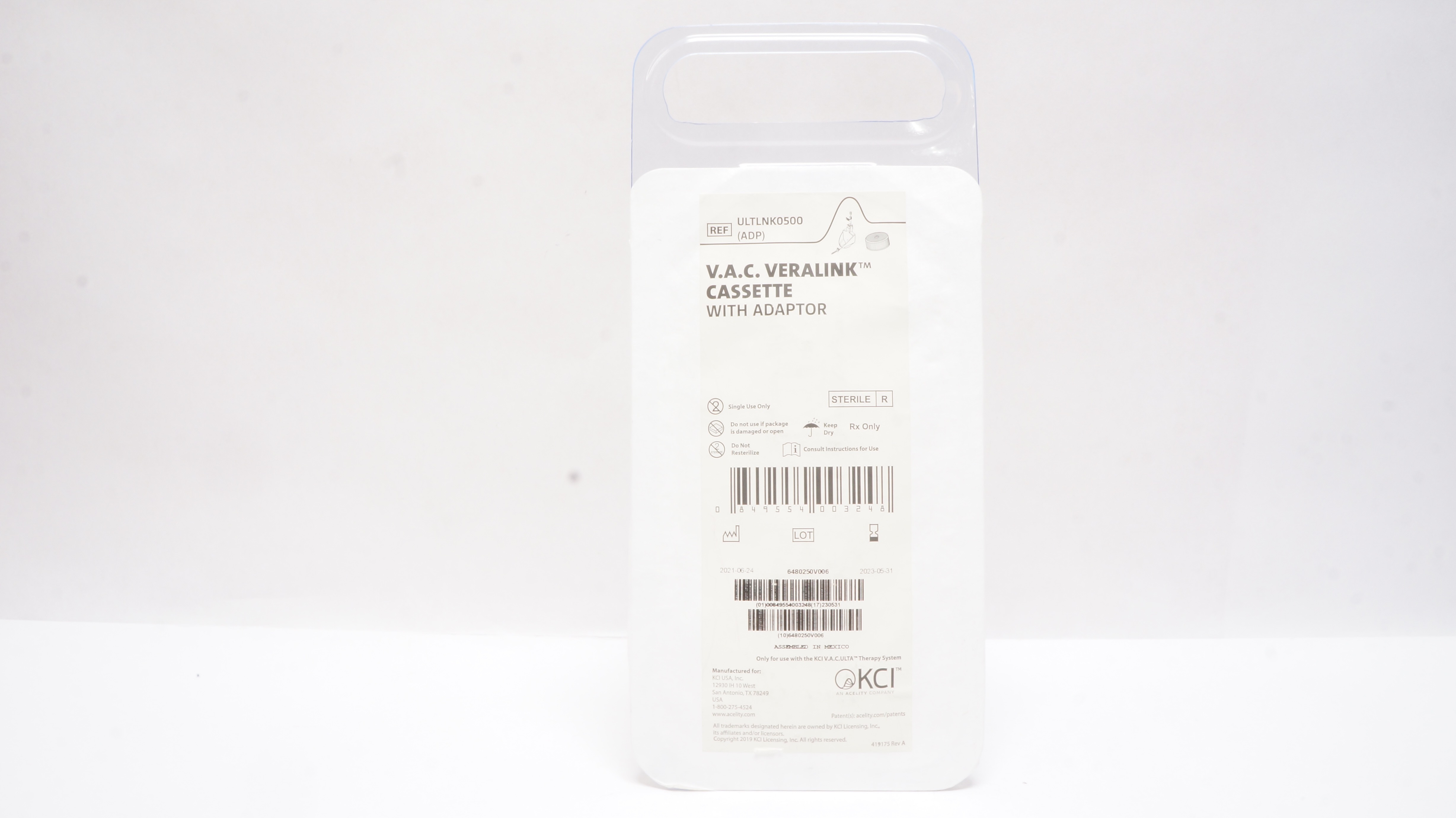 KCI ULTLNK0500 Acelity V.A.C. VeraLink Cassette with Adaptor (x)