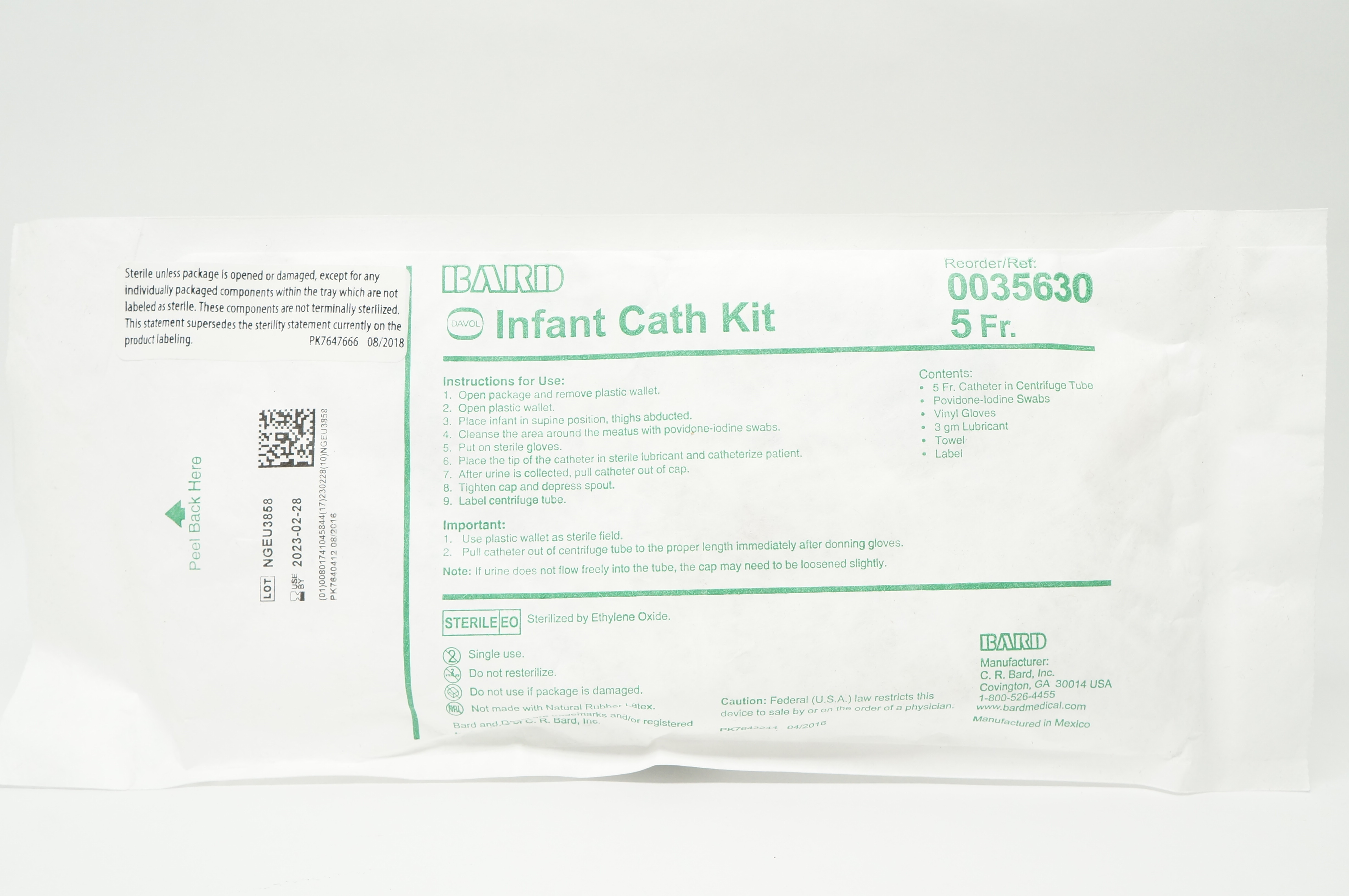 Bard 0035630 Infant and Pediatric Cath. Kit 5Fr (x)