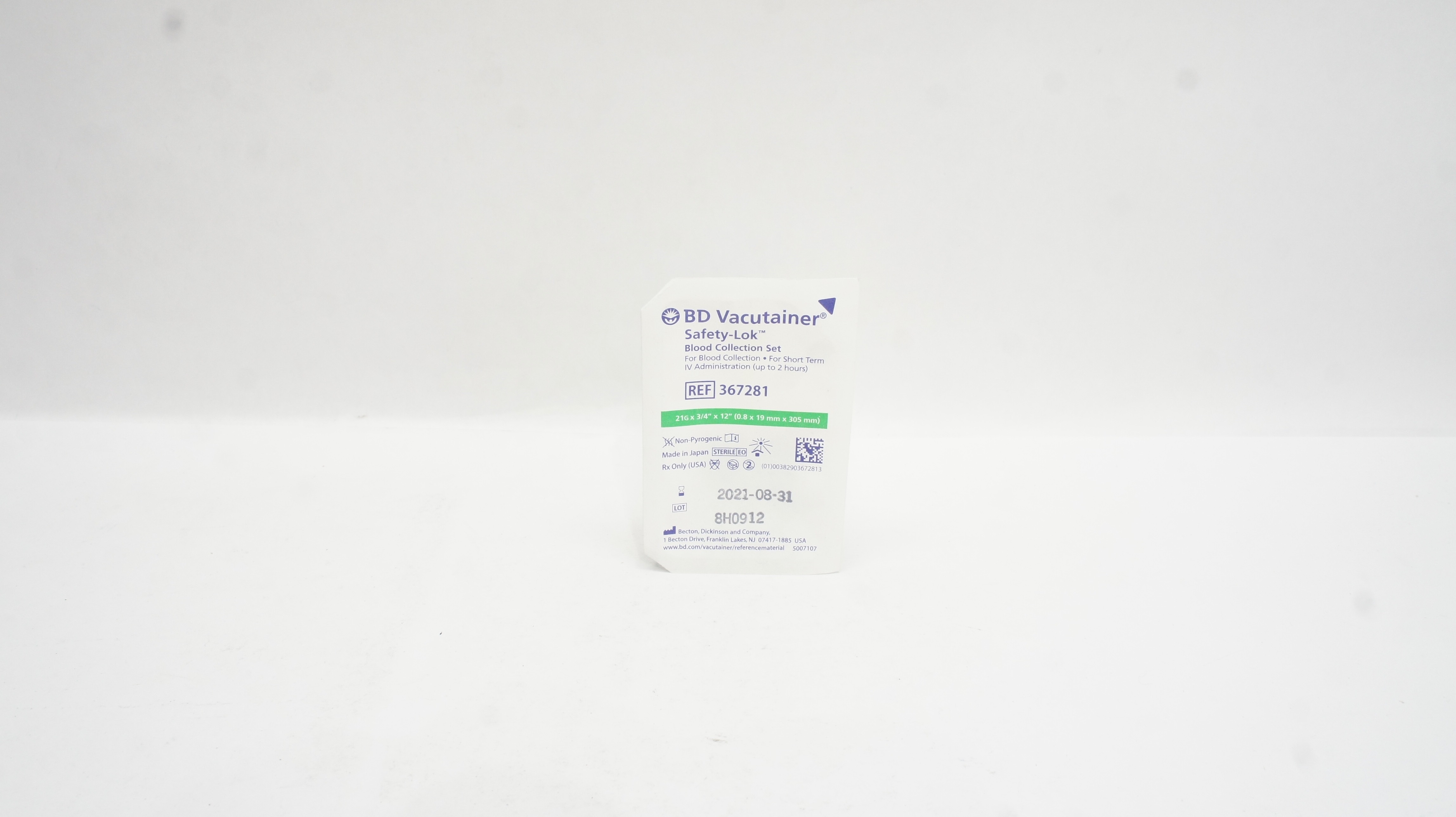 BD 367281 Safety-Lok Blood Collection Set 21G x 3/4inch x 12inch (x)