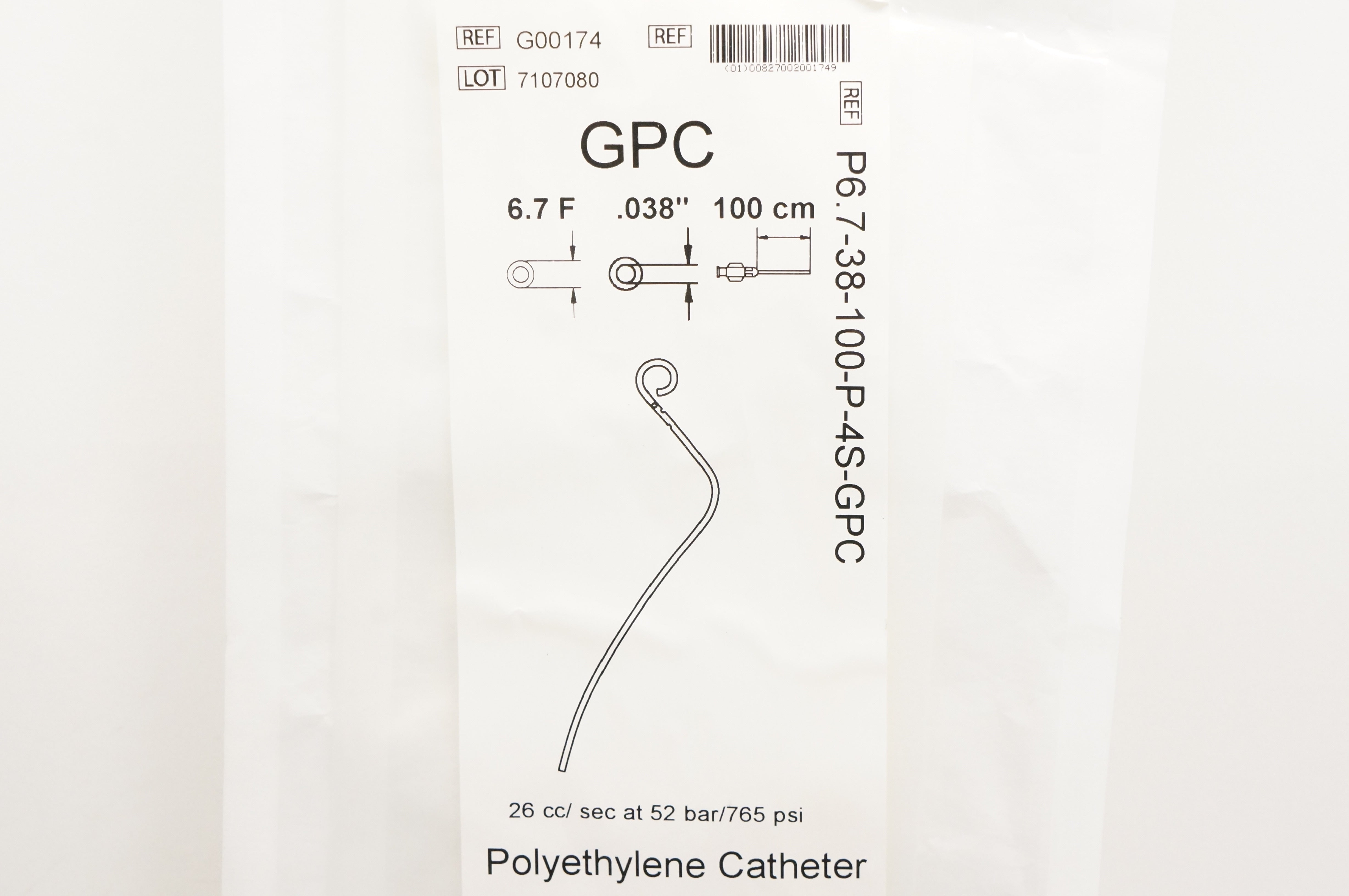 Cook Medical G00174 GPC Polyethylene Cath. 6.7Fr x 0.038inch x 100cm (x)