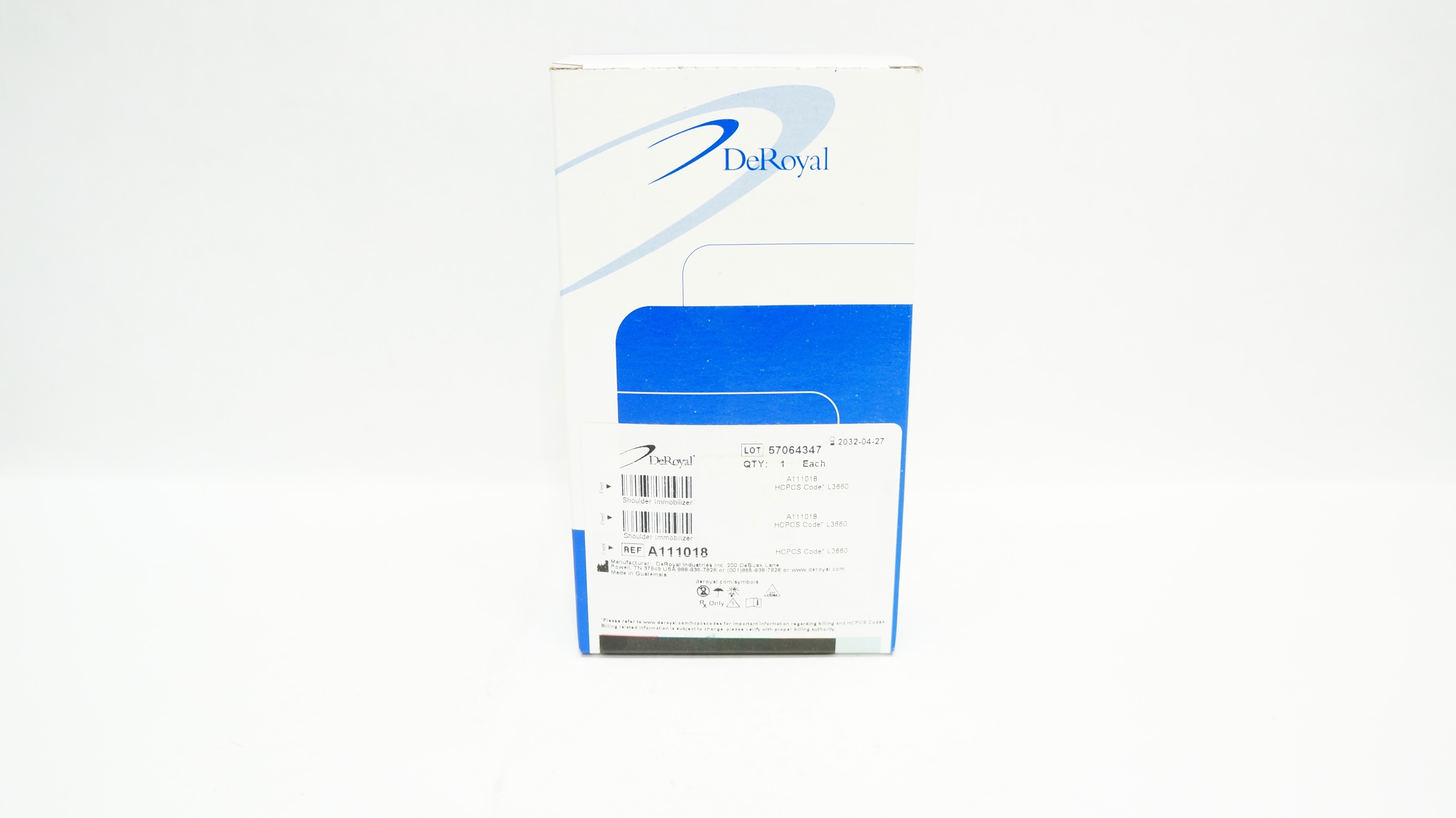 DeRoyal A111018 Shoulder Immobilizer w/Foam Waist Strap, X Large