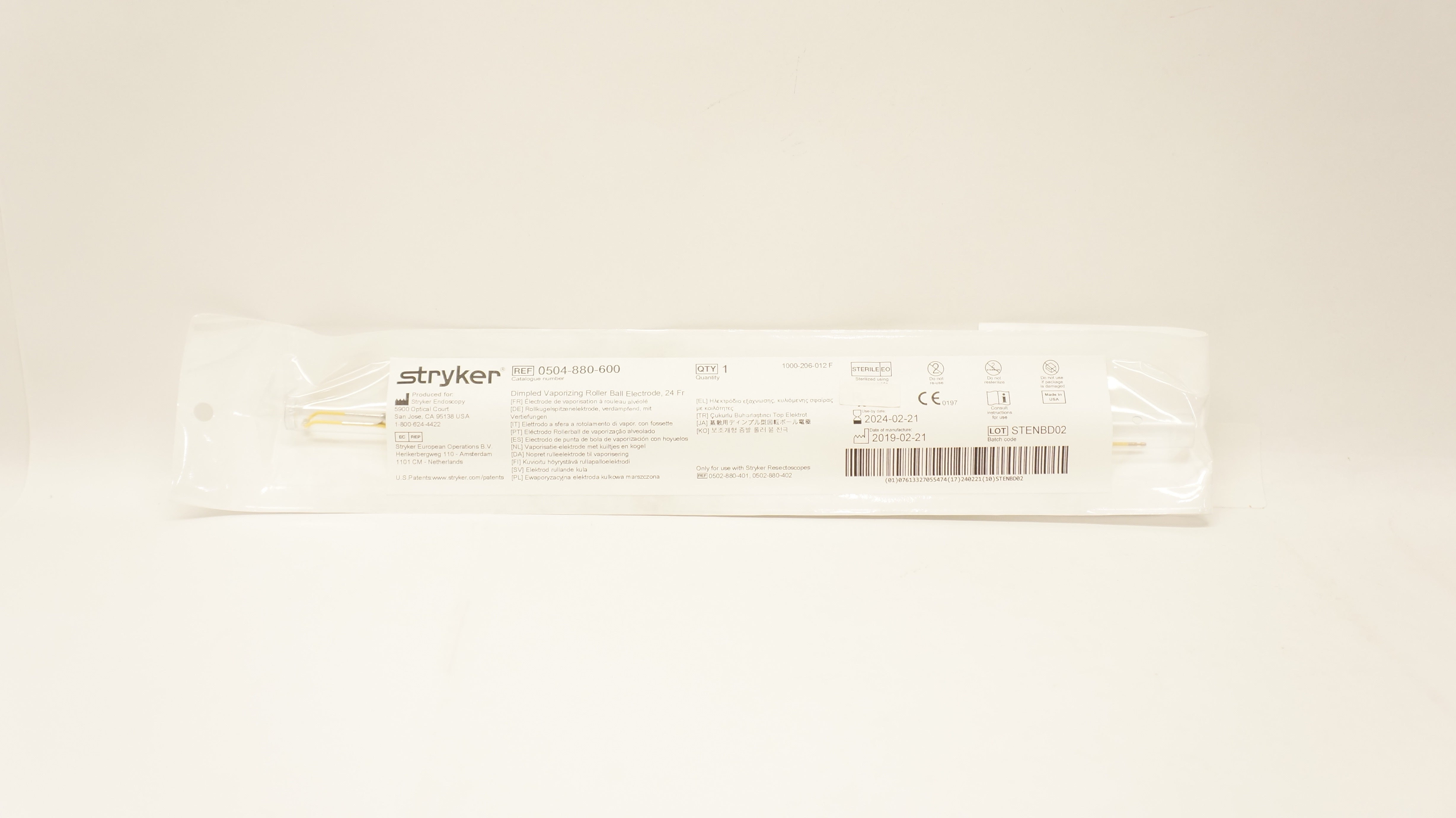 Stryker 0504-880-600 Dimpled Vaporizing Roller Ball Electrode 24Fr