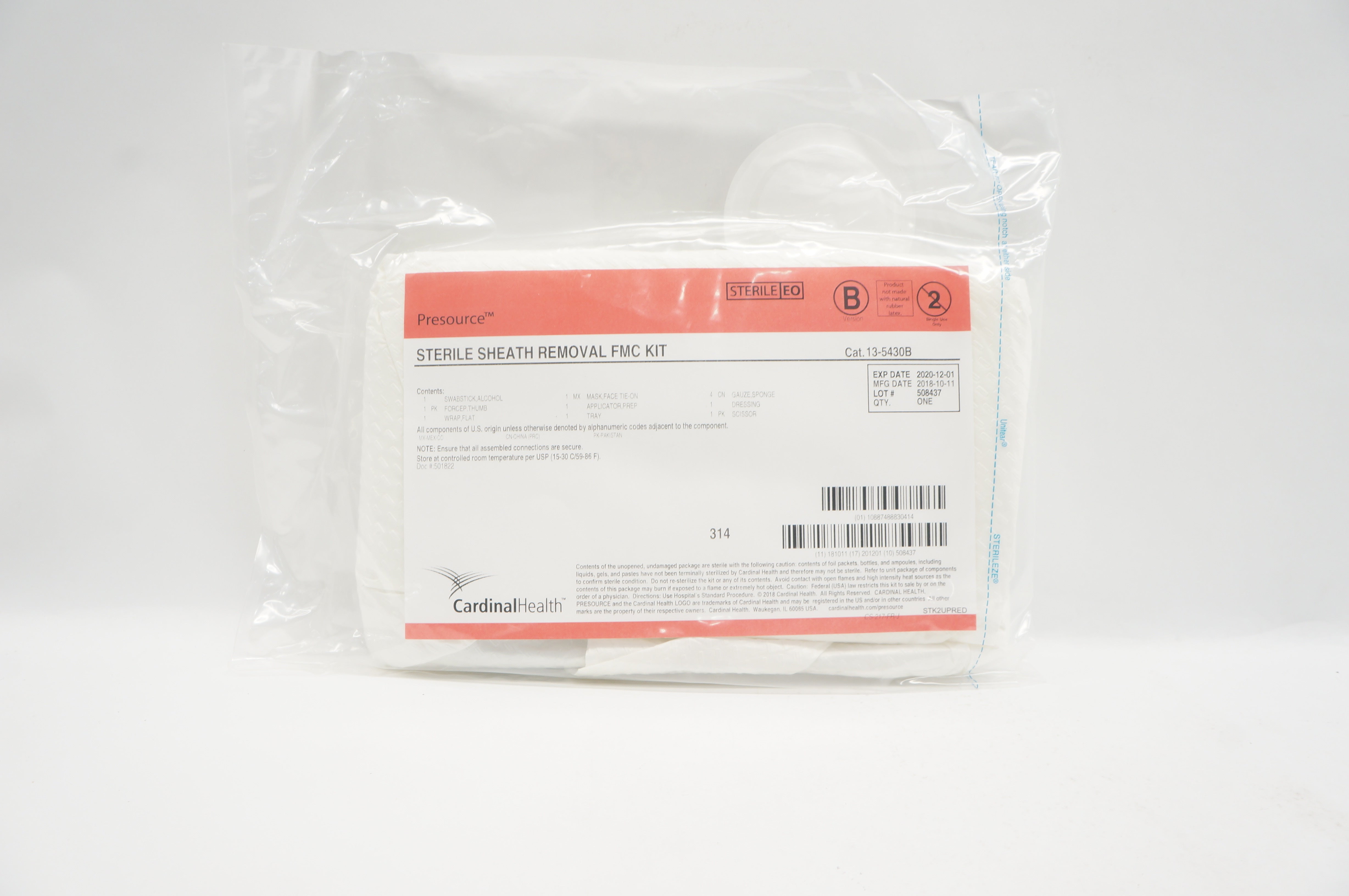 Cardinal Health 3-5430B Presouce Sheath Removal FMC Kit (x)