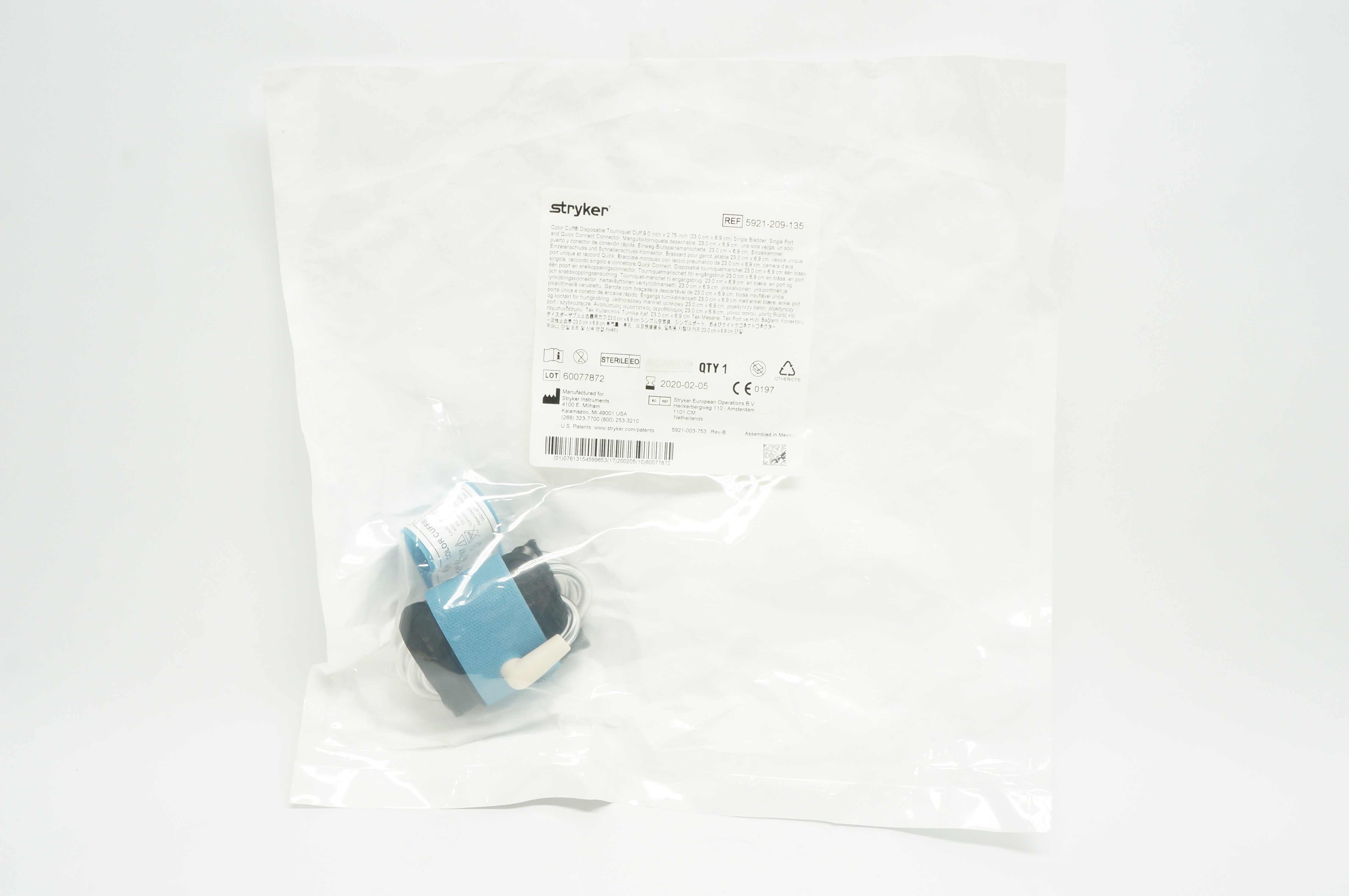 Stryker 5921-209-135 Color Cuff Disposable Tourniquet Cuff 9.0in x 2.75in (x)