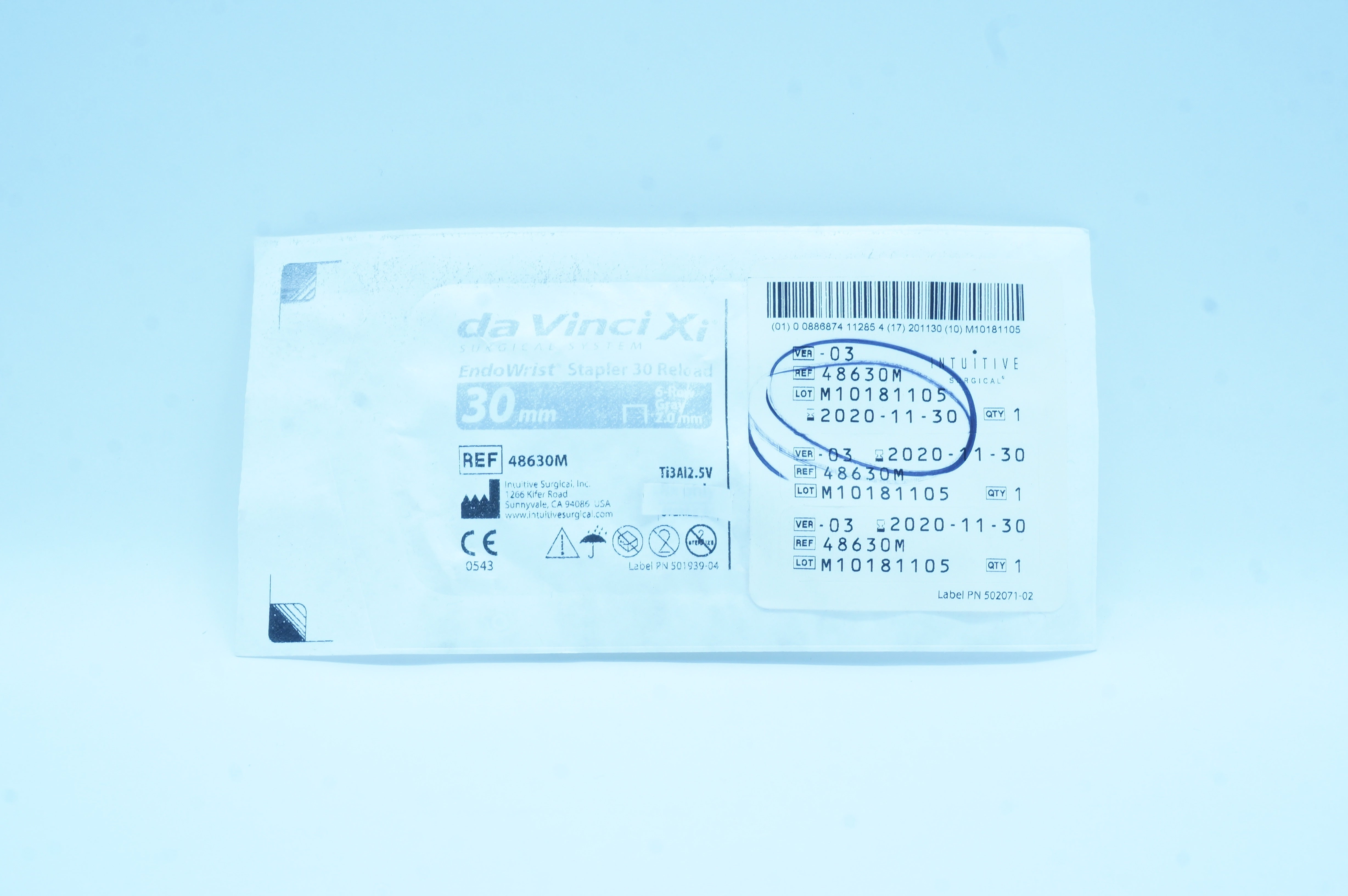 Intuitive 48630M da Vinci Xi EndoWrist Stapler Reload 30mm, 6-Row, Gray 2.0mm(x)