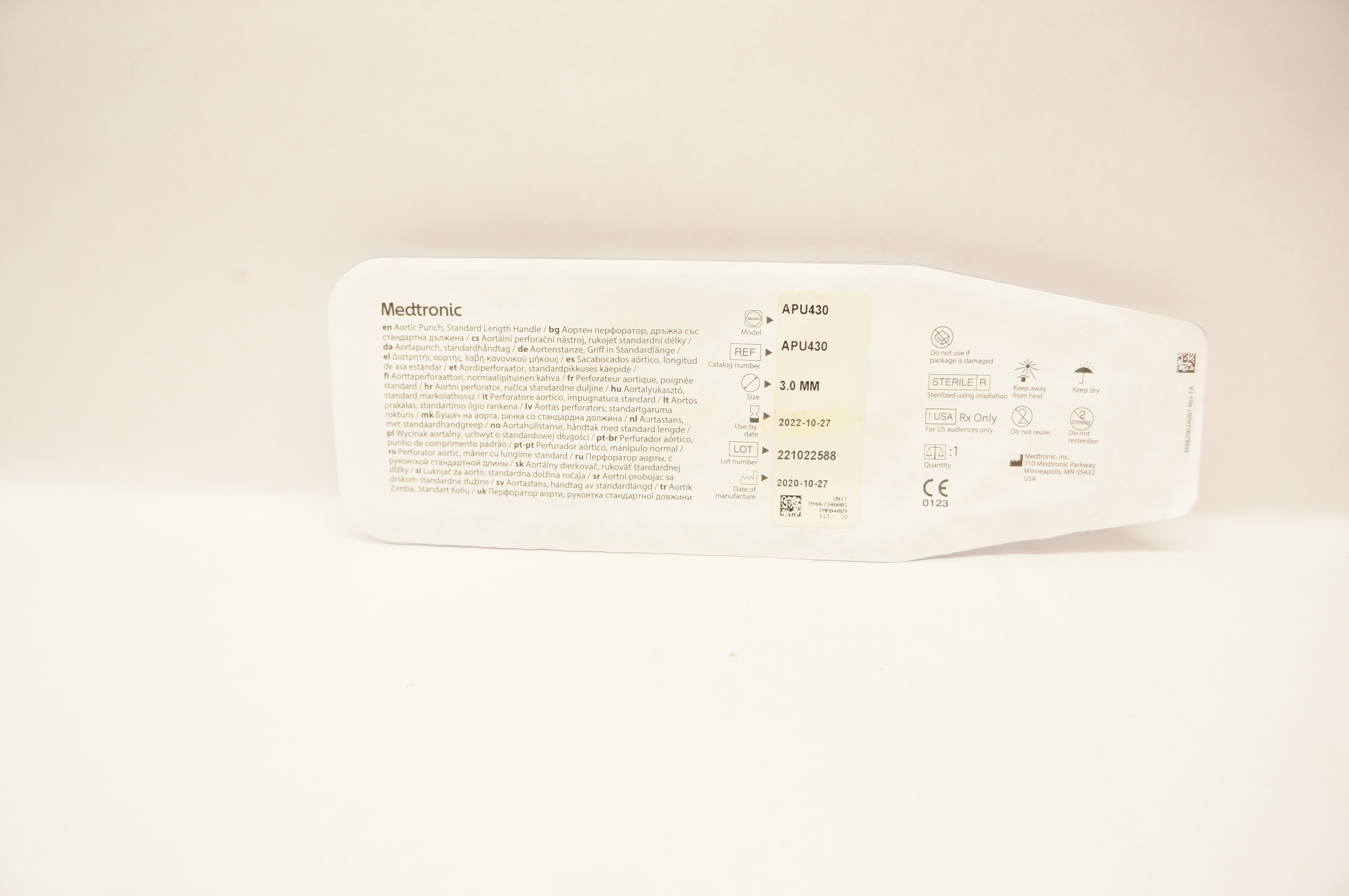 Medtronic APU430 Aortic Punch, Standard Length Handle 3.0mm (x)