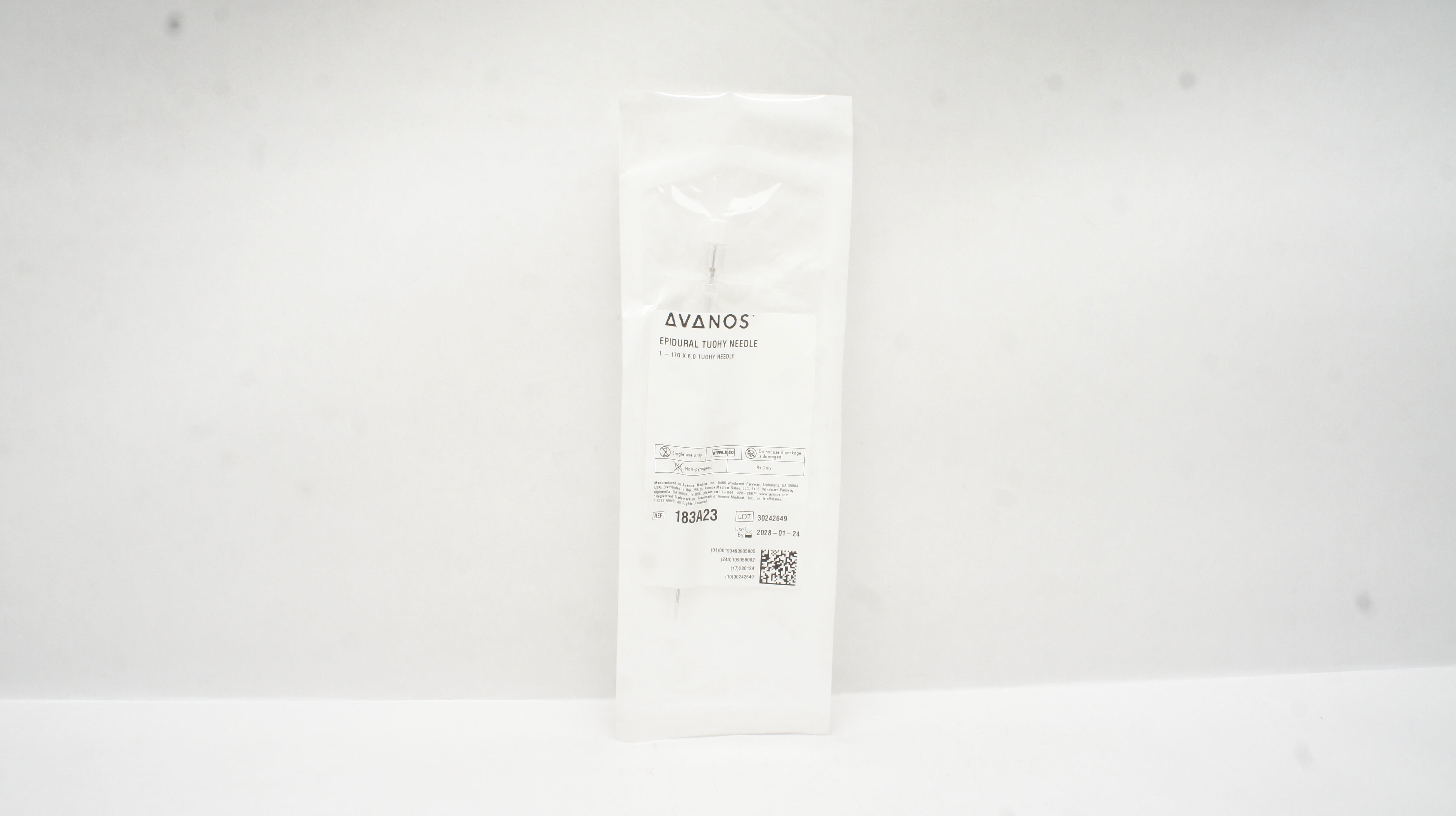 Avanos 183A23 Epidural Tuohy Ndle. 17G x 6.0inch